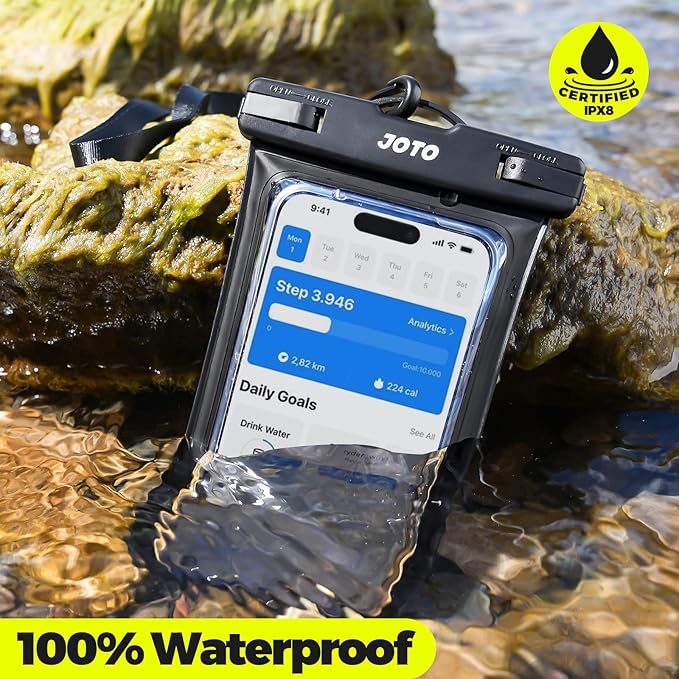 JOTO 2 Pack Universal Waterproof Phone Case for iPhone 17 Air 16 15 14 13 12 11 Plus Pro Max, IPX8 Cellphone Dry Bag XR X SE, Galaxy S23 S22 S21 S20+ S20 S10 Plus Note, Pixel up to 7" -Black/Pink