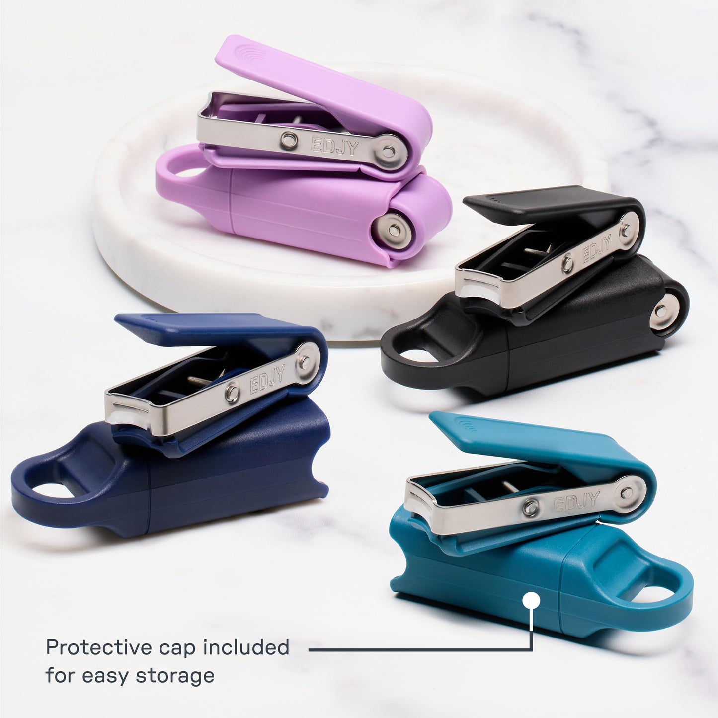 EDJY Fingernail Cutter - Precision Stainless Steel Nail Cutter for Fingernails | Sharp Blade, Ergonomic Design, Durable & Rust-Resistant | Ideal for Men and Women | Navy | 2-Pack