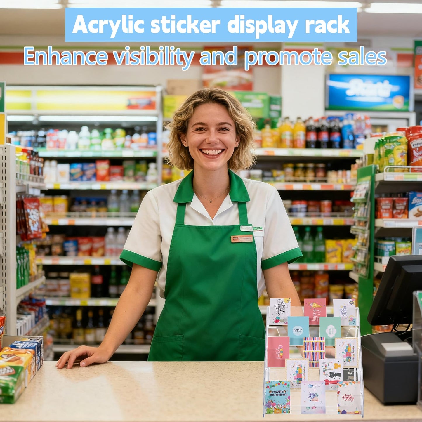 Hlimior 5-Tier Sticker Display Stand for Vendors, Pocket Acrylic Display Stands & Card Stand, Portable Organizer for Trade Shows, Retail Stores, Small Business Supplier Events