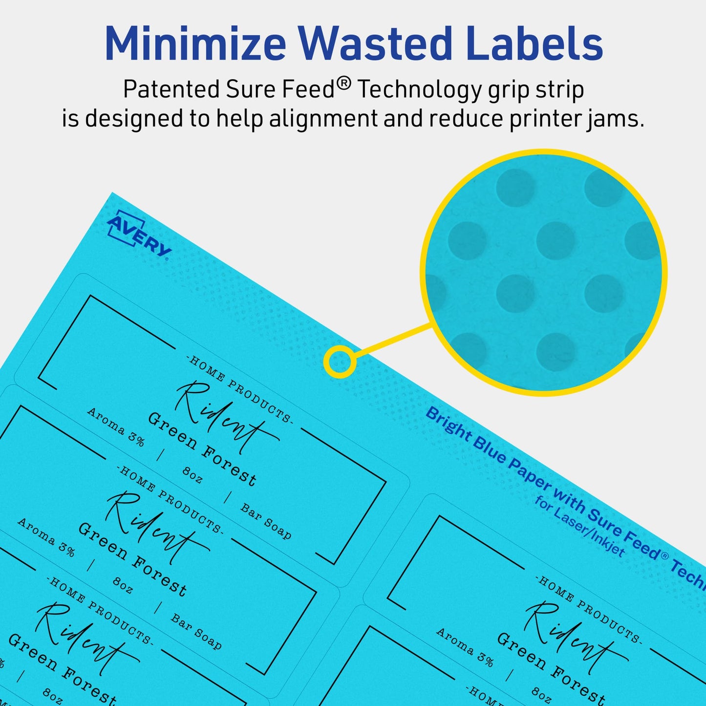 Avery Printable Rectangle Labels, Sure Feed Technology, 1-1/3" x 4", Bright Blue Labels, Laser/Inkjet Printable, 140 Total, Great for Mailing and Packaging