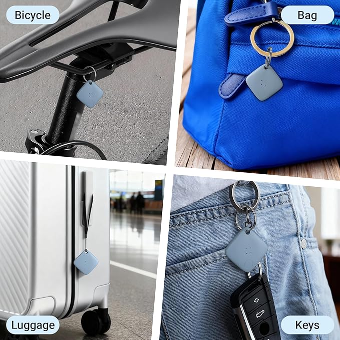 OTIC Smart Tracker Works with Apple Find My & Google Find Hub, for Dual-System Tracking Device Item Finder,Key Luggage Passport,Replaceble Battery(Blue, 4 Pack)