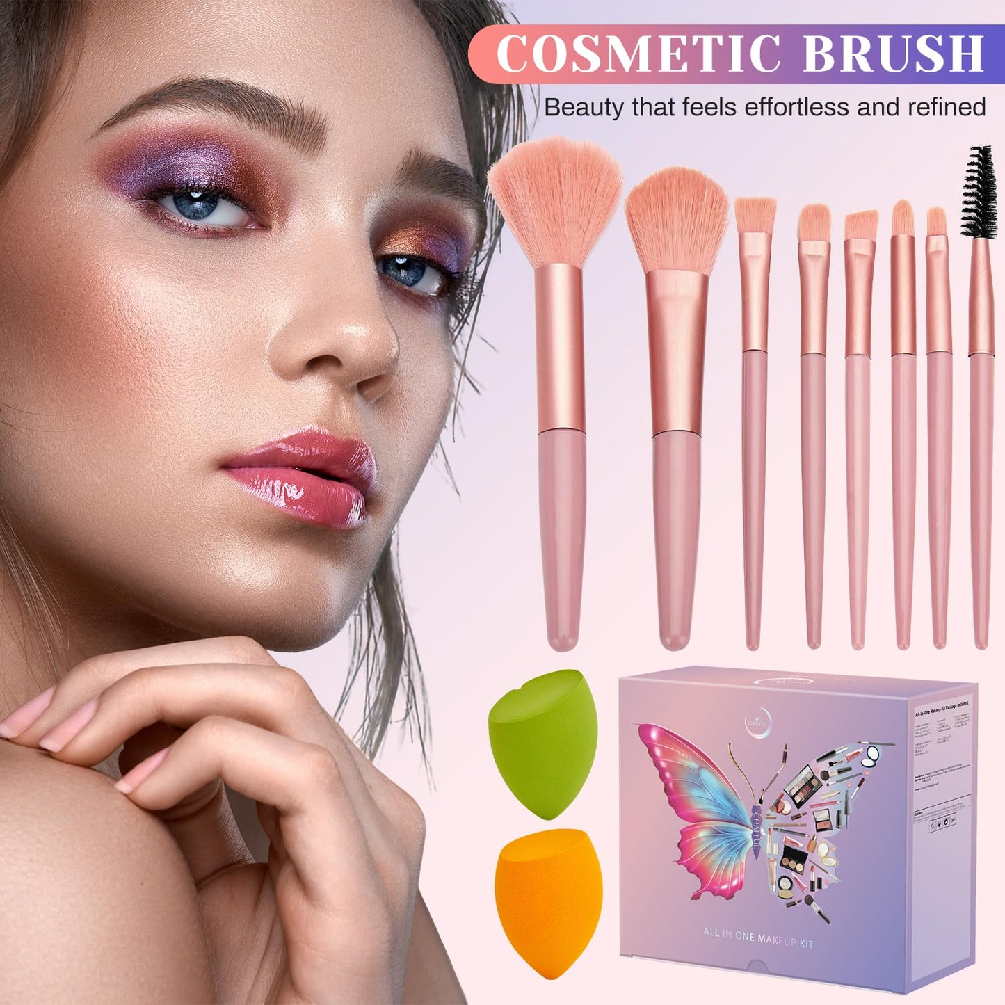 All in One Makeup Kit, Make Up Gift Set for Women, Makeup Kit for Women Full Kit, Includes Foundation Face Primer Eyeshadow Concealer Liquid Blush Lipgloss Eyeliner Mascara Cosmetic Brushes Set