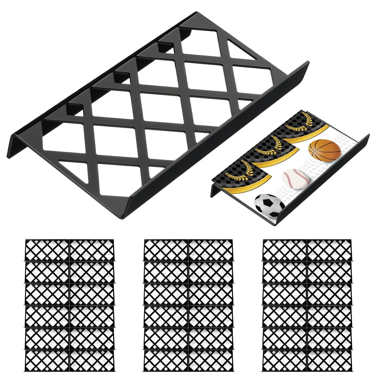 Yalikop 36 Pcs Trading Card Risers for Display Case Acrylic Modular Display Risers for Cardshow Vendor Sport Card Board Game (Hollow)