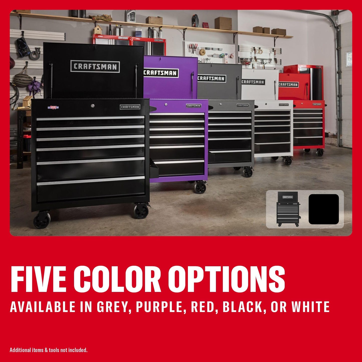 CRAFTSMAN Tool Chest with Wheels, Full Bank Utility Cart, Six Soft-Close Drawers, Power Outlets, Side Tray, Storage Cart, Heavy Duty Casters, 37 x 21 x 41 Inch, Black (CMSTUC06BK)