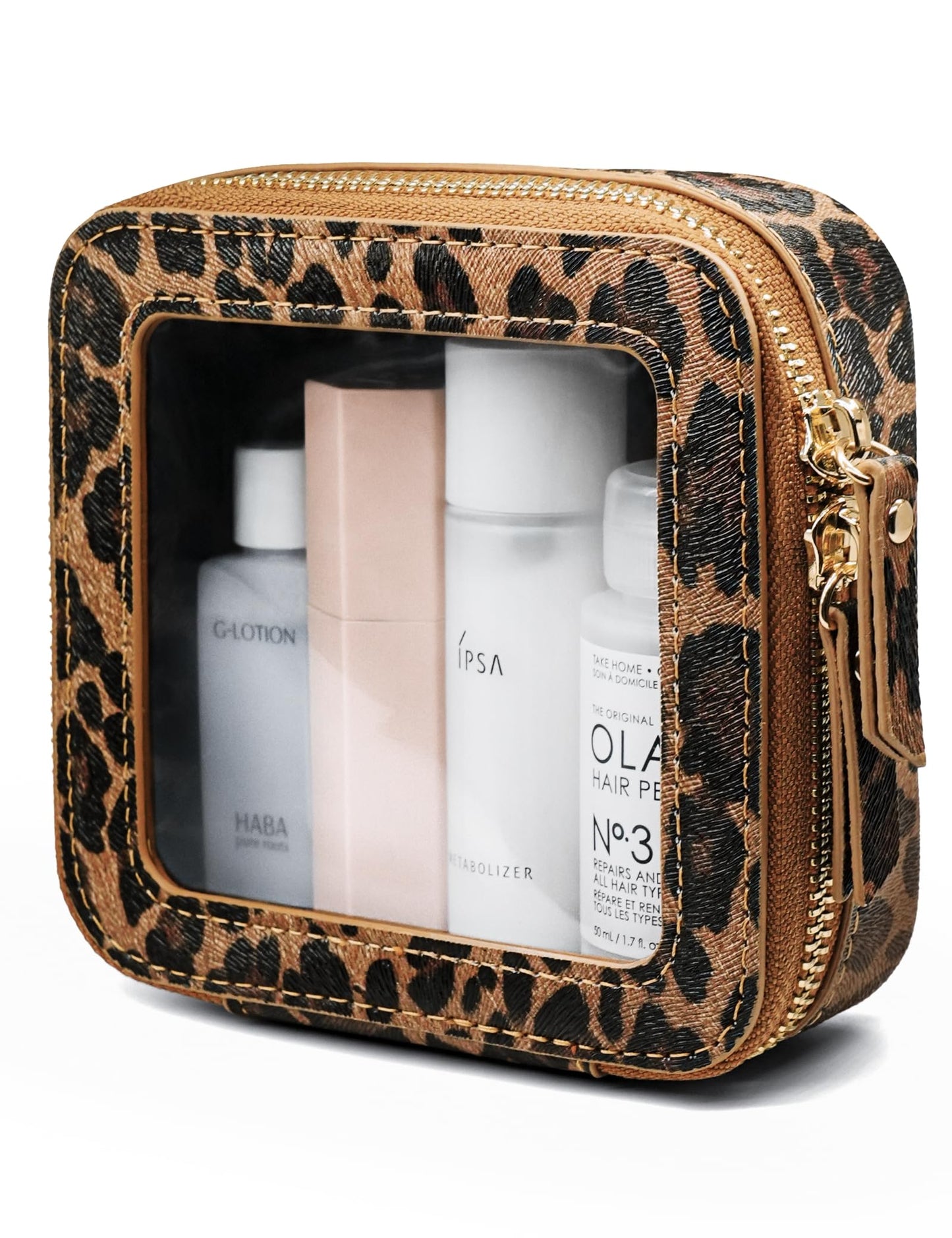 Small Makeup Bag Clear Mini Pouch Cosmetic Case Travel Leopard Make Up Bag for Purse Accessories Cheetah Print Travel Clear Case for Car Essentials Women Cute Leather Little Cosmetic Pouch with Zipper