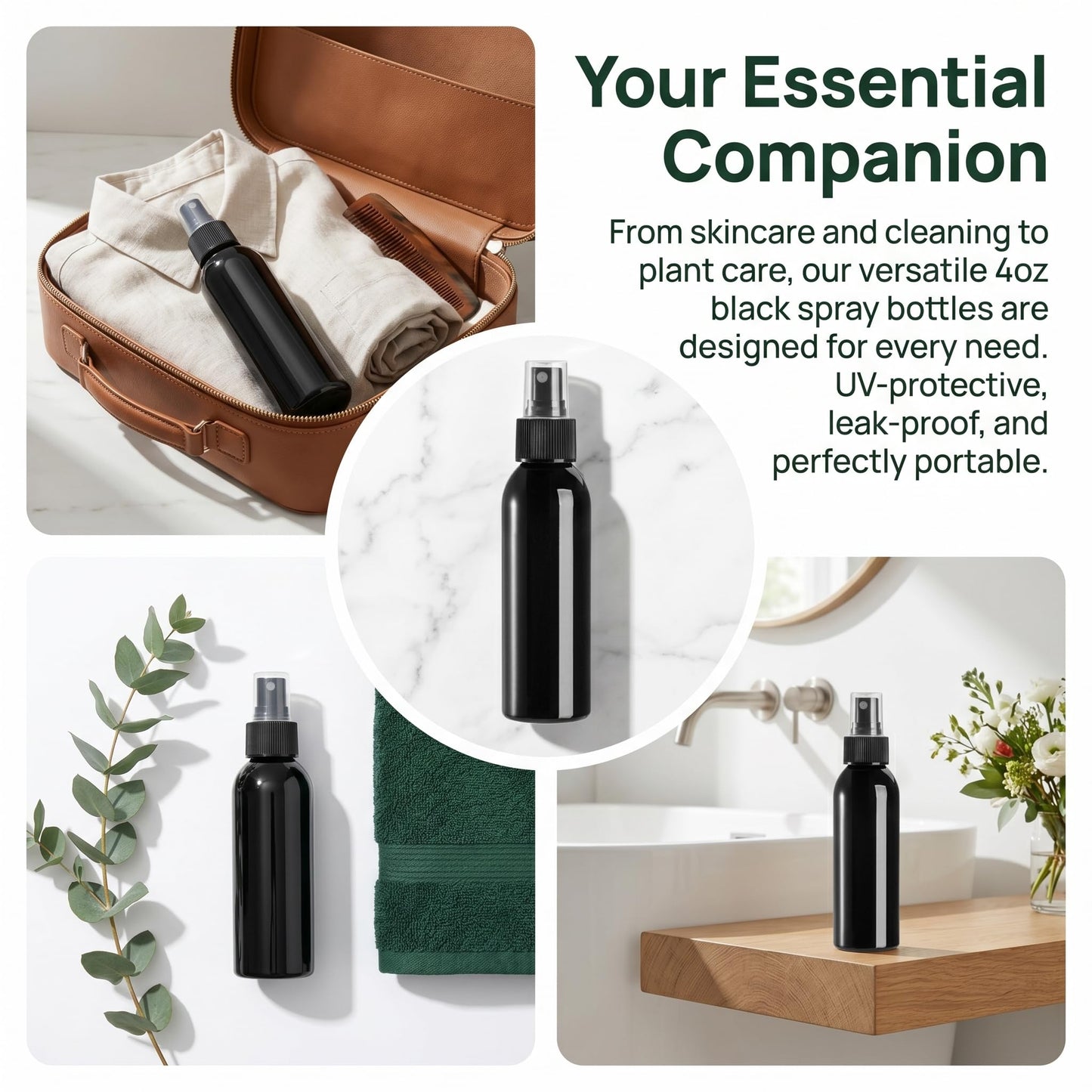 TOPZEA 30 Pack Black Empty Spray Bottles, 4oz Plastic Fine Mist Spraying Bottles Small Refillable Sprayer Liquid Containers Portable Misters with Cap Travel Bottle for Perfume, Cleaning, Essential Oil