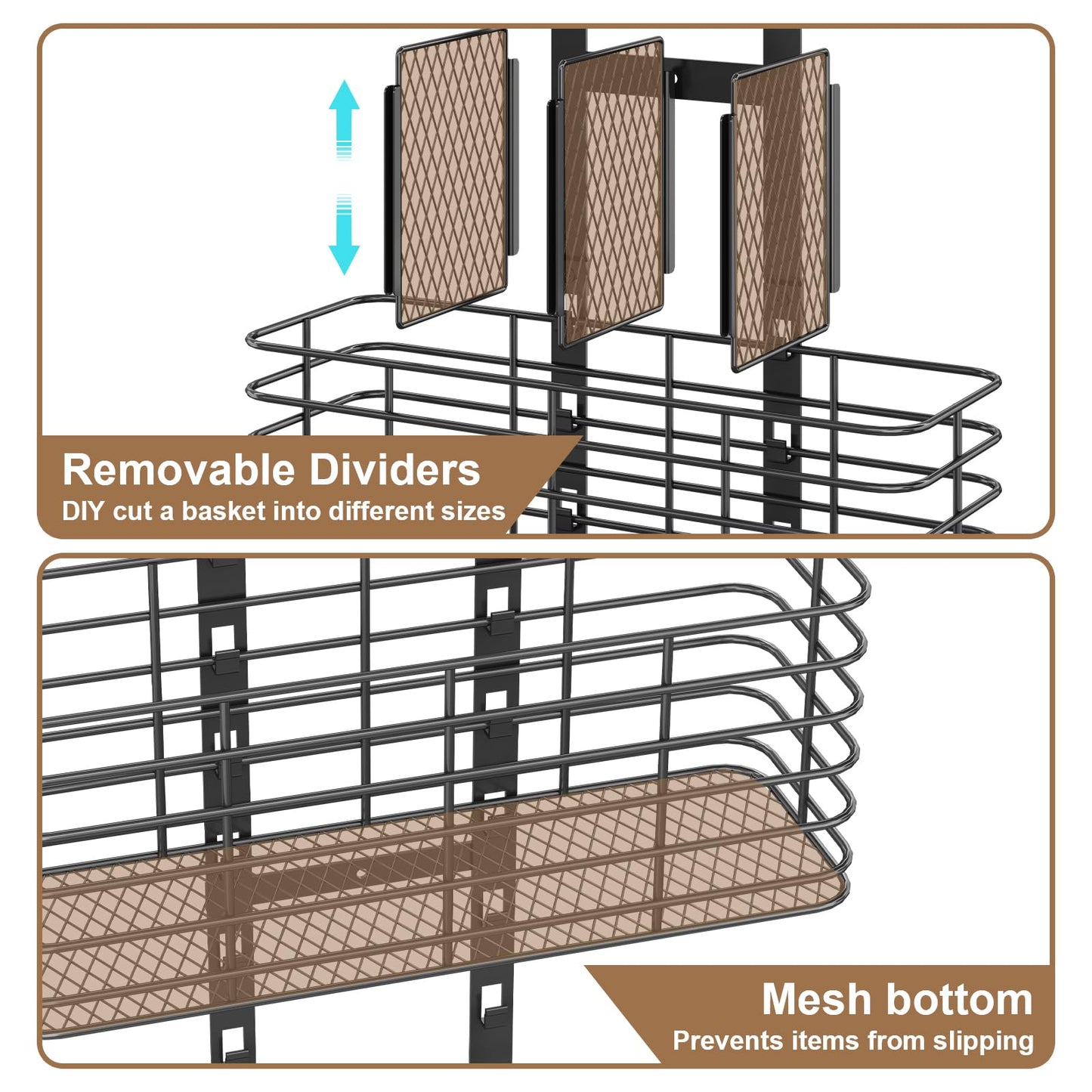 Yuyetuyo 5-Tier Over The Door Organizer Bathroom - Hair Dryer Holder - Hair Tool Organizer Adjustable Height, DIY Bathroom Storage Shelf Wall Mounted for Flat/Curling Irons, Straighteners, Skincare