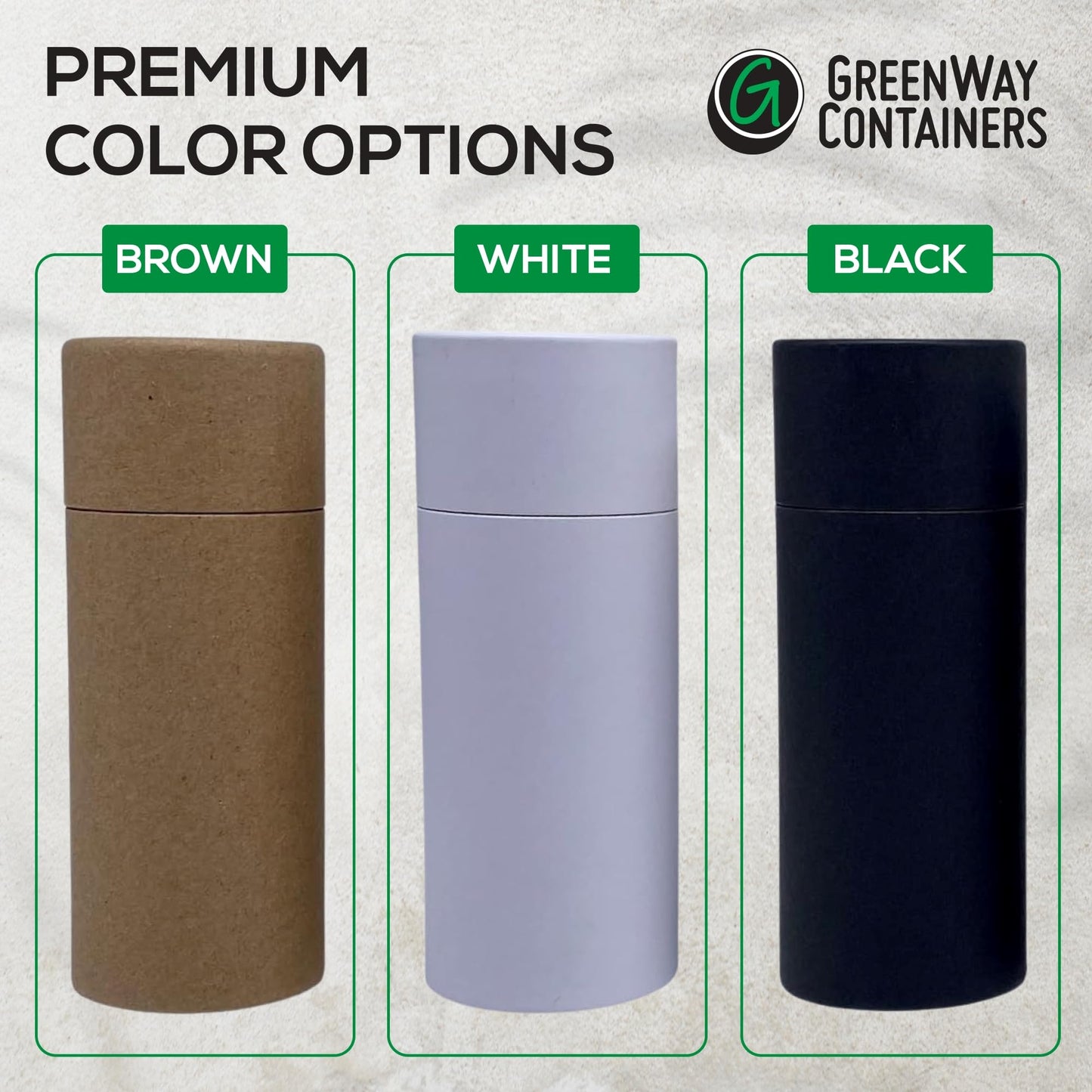 GreenWay 2.5oz / 70g Kraft Paperboard Deodorant Tubes with Lids - 12 Pack Solid Perfume Refillable DIY Cosmetic Containers - Deodorant Containers Lotion Tubes Empty Holder Kraft - Black