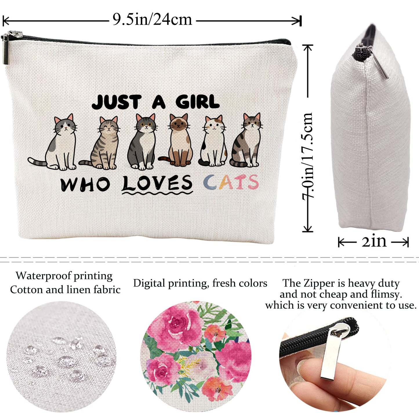 Choinn Cat Gifts for Women Makeup Bag, Waterproof Cosmetic Pouch for Cat Lovers, Cats Themed Gift Travel Toiletry Organizer for Mom, Daughters, Friends (Cat Lovers)