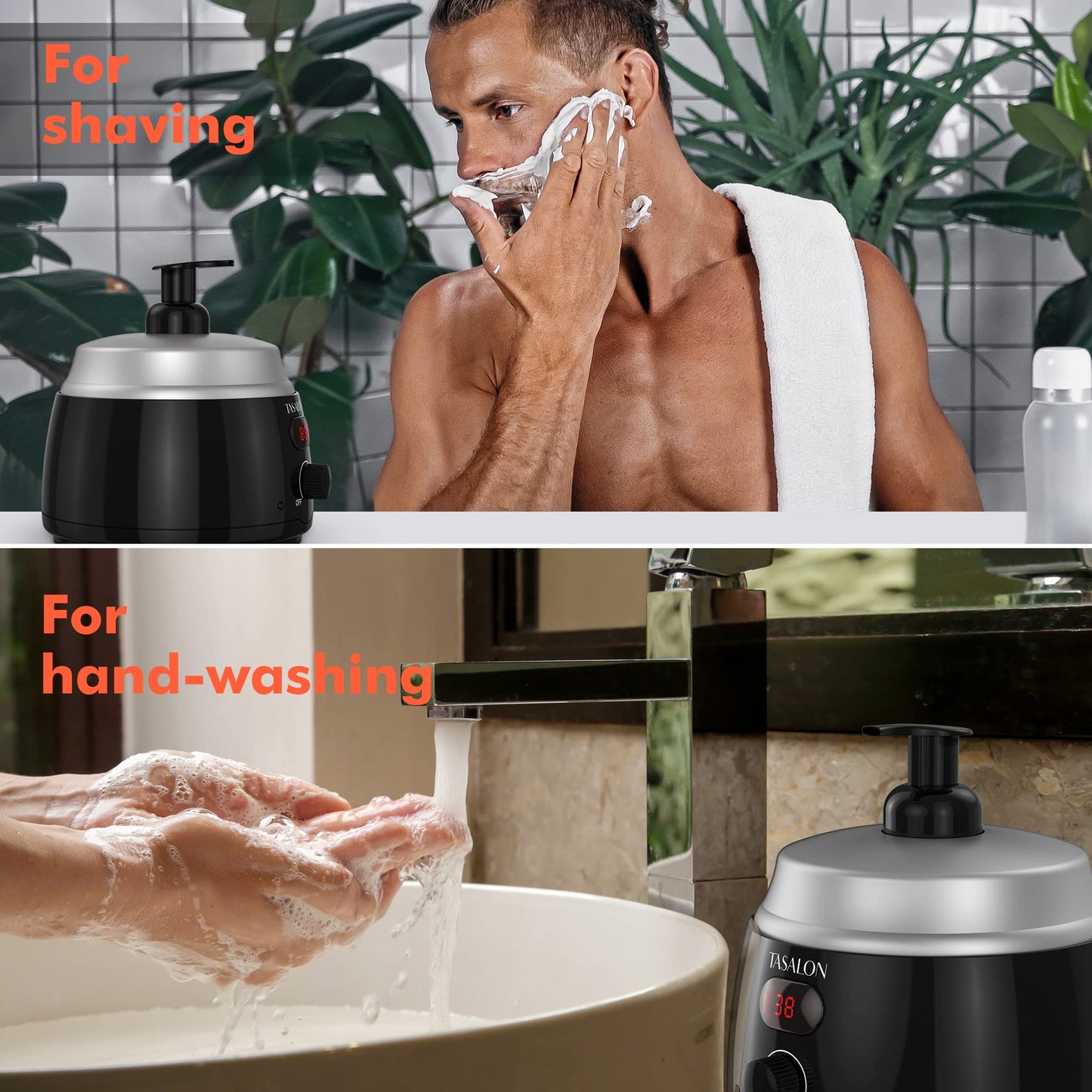 TASALON Professional Hot Lather Machine for Shaving -750ml Large Capacity Professional Lather Maker for Men Face Shaving, Shaving Foam Machine for Home Use Salon Barber Shop With 2 pumps