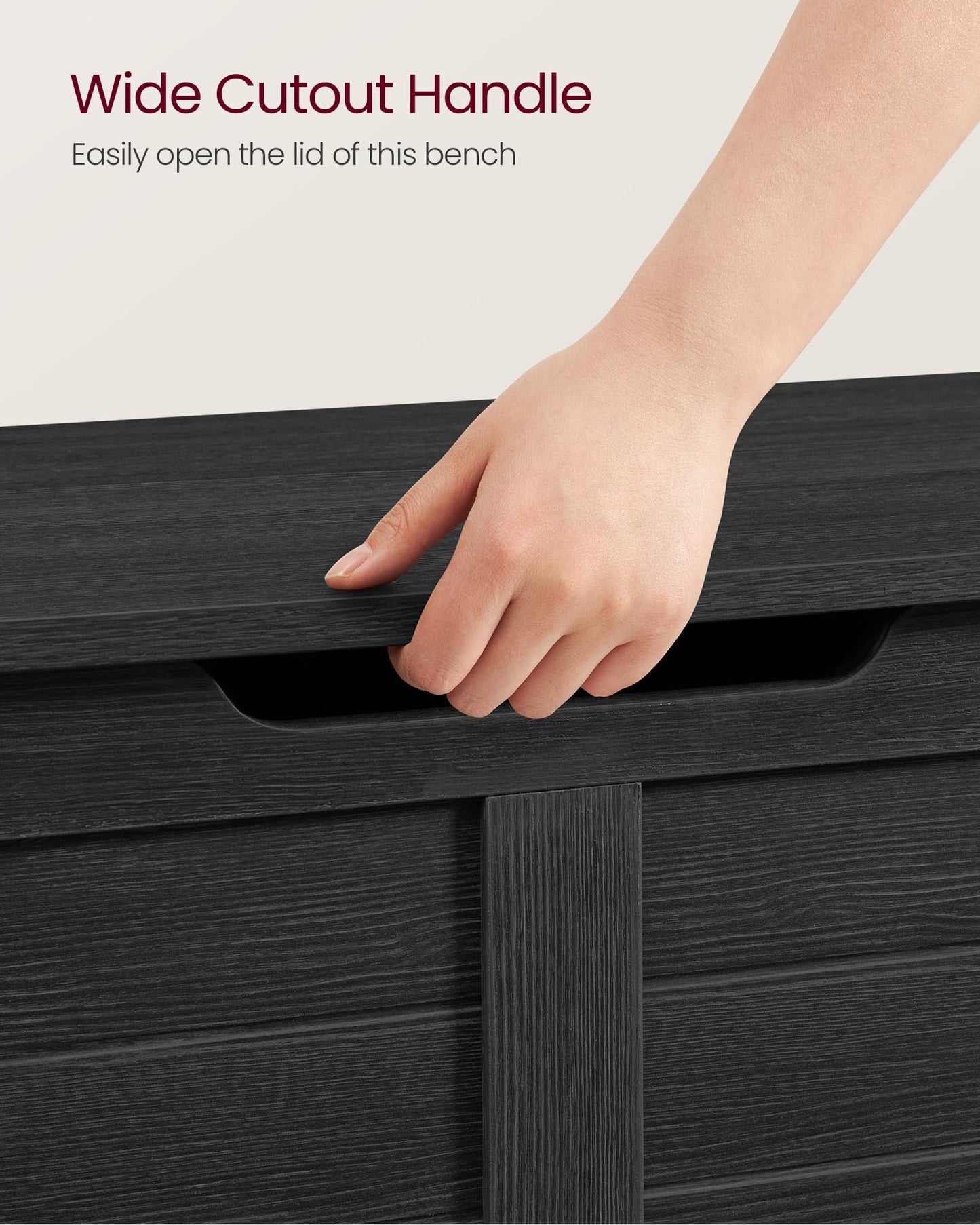 VASAGLE Storage Chest, Storage Bench with 2 Safety Hinges, Farmhouse Style, 15.7 x 39.4 x 18.3 Inches, for Entryway, Bedroom, Living Room, Charcoal Gray ULSB061B01