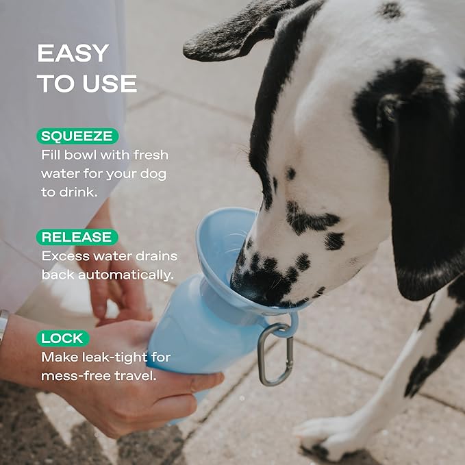 Springer by Springland Dog Water Bottle | Portable Travel Water Bottle Dispenser for Dogs | Dog Gift Seen on Oprah's Favorite Things, Shark Tank | Leak-Proof Bottles | BPA-Free 22oz Indigo
