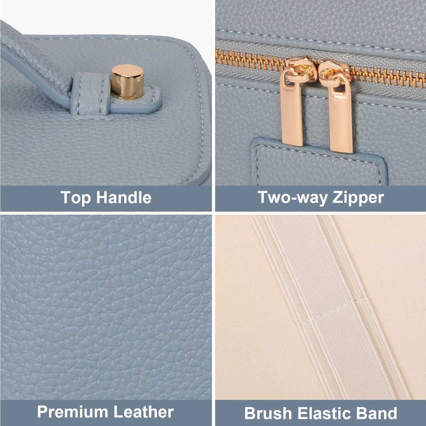 HiTotes Makeup Bag Vanity Case for Women Leather Cosmetic Bag Travel Toiletry Bags Portable Makeup Organizer Case