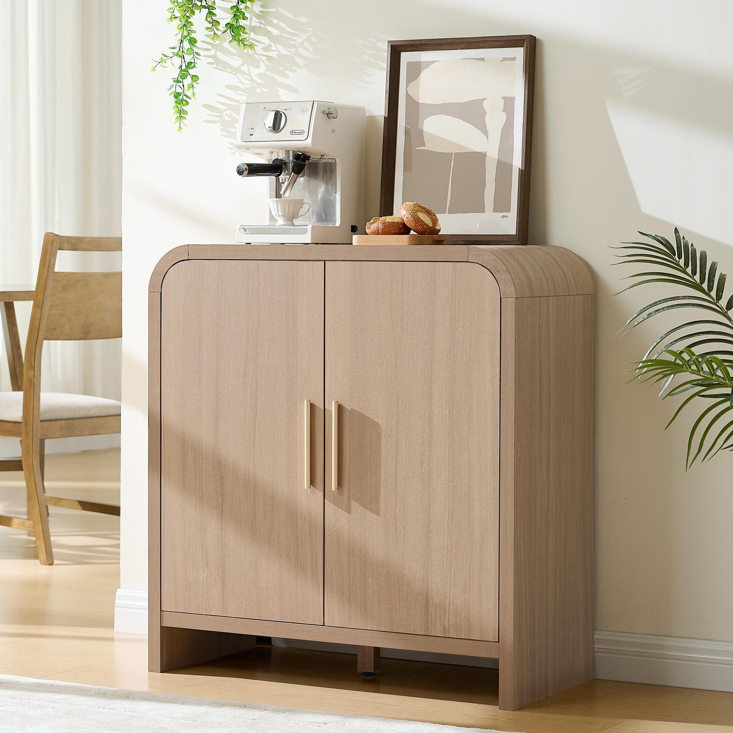 Fantaxia Sideboard Buffet Cabinet, Buffet Cabinet with Storage and 2 Adjustable Shelves, Sideboard Credenza Cabinet for Kitchen Entryway, Raw Oak