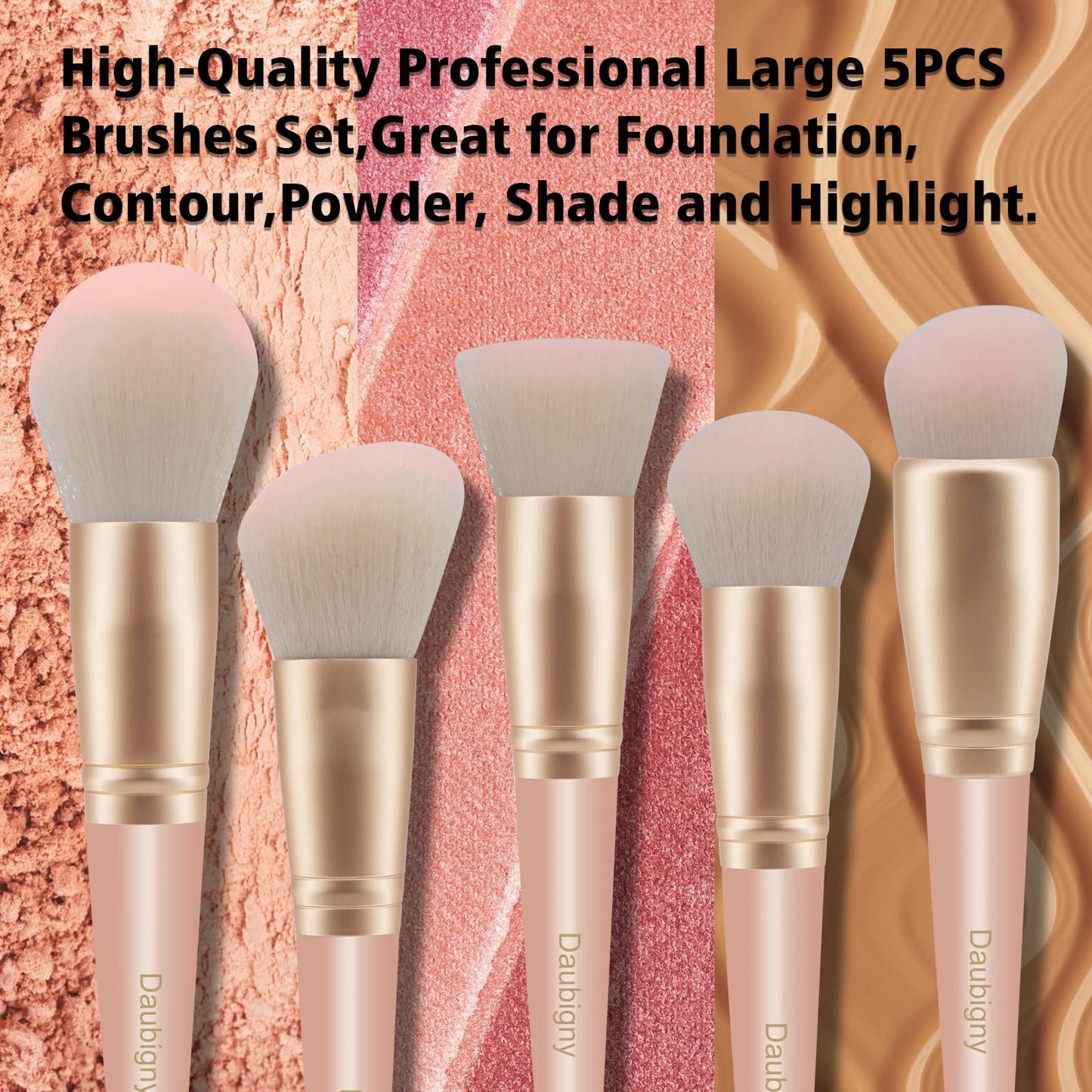 Makeup Brushes,Daubigny 16Pcs Silver Premium Synthetic Makeup Brush Set with Professional Foundation Brushes Powder Concealers Eye shadows Blush Makeup Brush for Perfect Makeup(Pink)