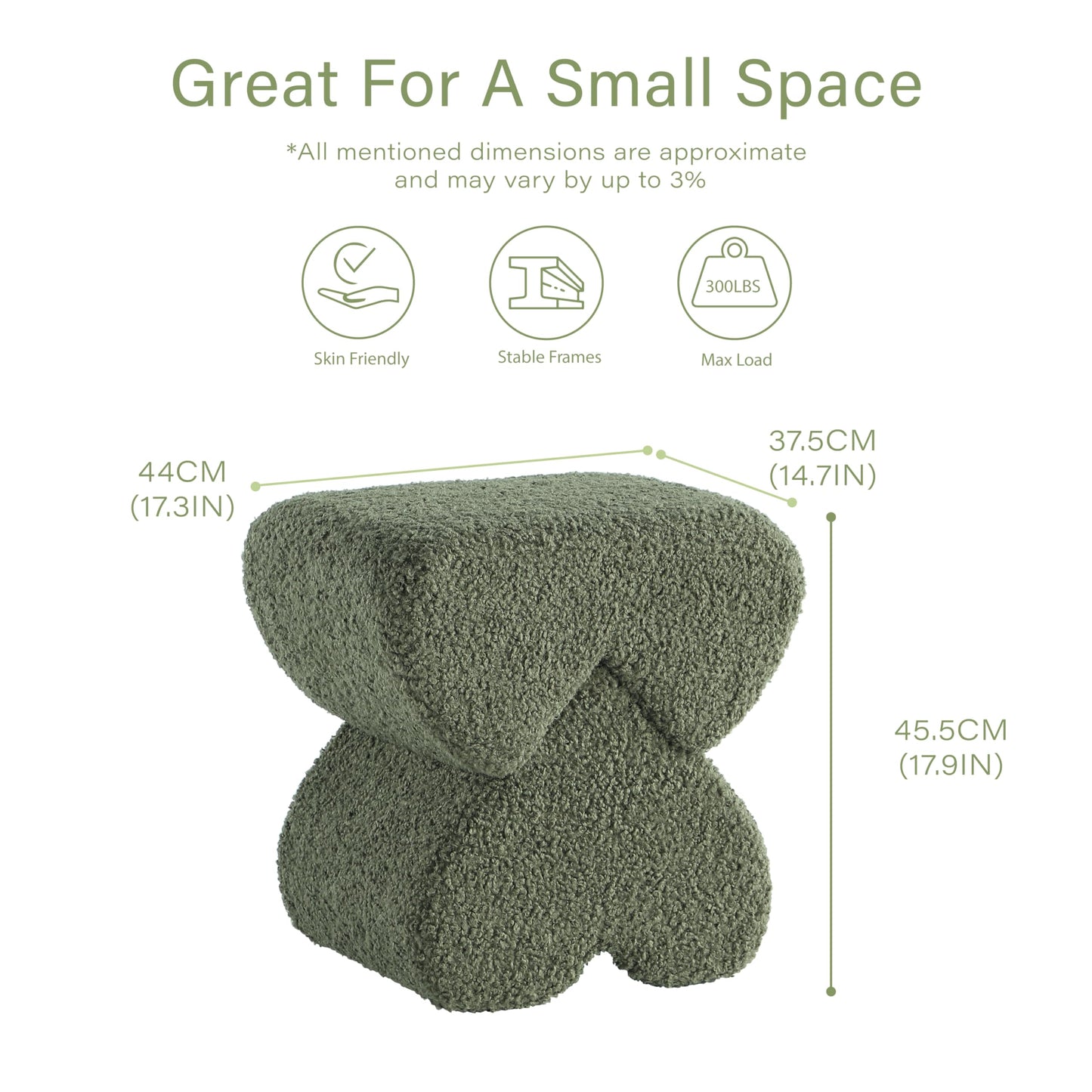 Get Set Style Heart-Shaped Ottoman with Soft Padded Seat, Multifunctional Vanity Stool for Makeup, Upholstered Footrest Stool Ottoman Foot Stool for Living Room, Bedroom