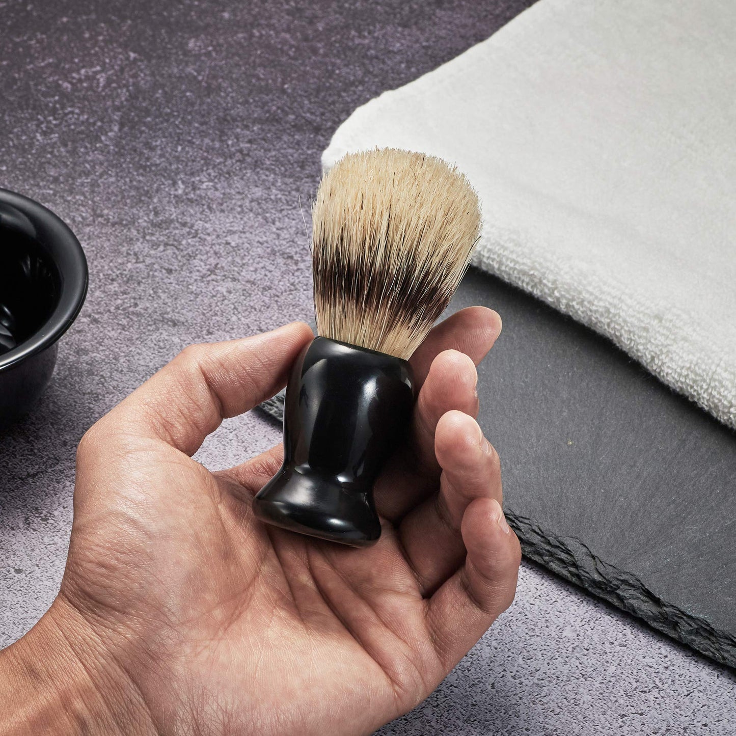 Classic DE Razor Double Edge Safety Razor Butterfly TTO Shaving Razor with Black Acrylic Stand and Bristle Shaving Brush Mini Soap Bowl 10 Blades Wet Shaving Gift Set for Men w/Cleaning Brush