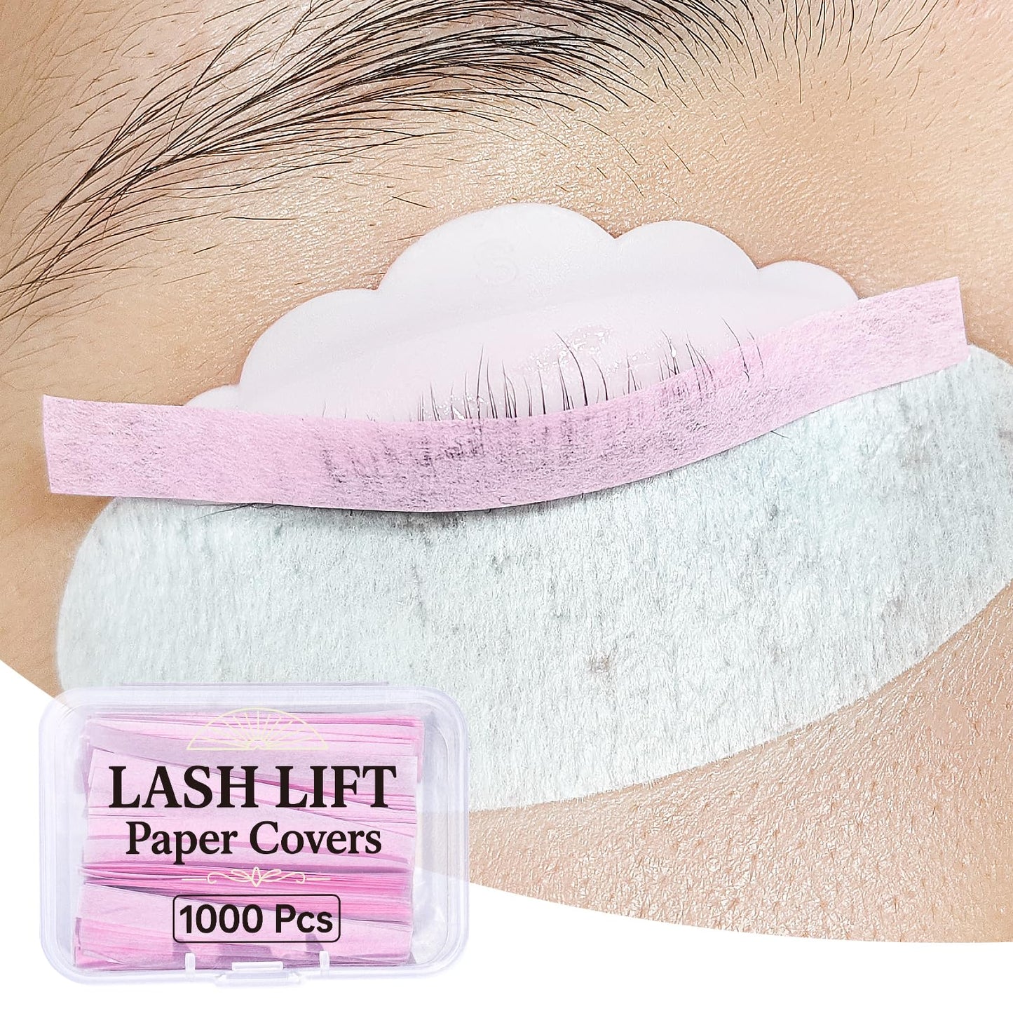 Libeauty Lash Lift Papers Strips 1000PCS - Upgrade for Plasatic Wrap/Lift Ribbon, Easy-to-Use Papers Covers for Perfect Eyelash Perm & Color, Salon & Professional Lash Lift Supplies, Pink, 5mm