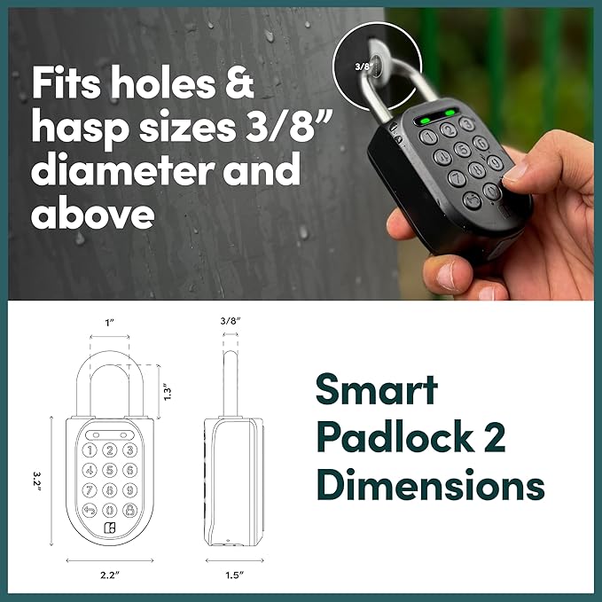 igloohome New Smart Padlock 2 (SP2), The Toughest Smart Padlock – Generate Access from Anywhere with The Mobile app (iOS/Android) – No WiFi Needed, Waterproof & Rechargeable