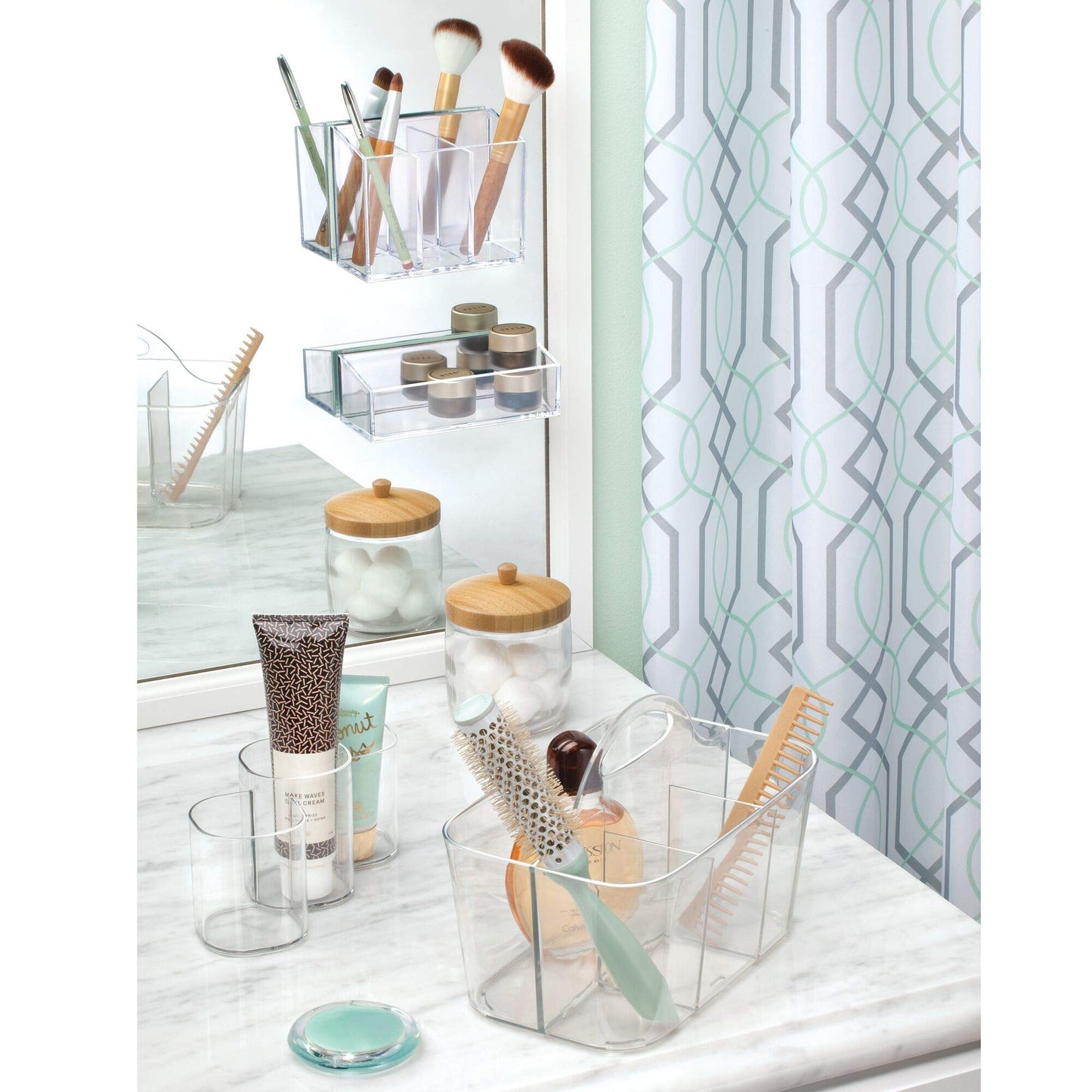 iDesign Trio Cup Vanity Cabinet Cosmetic Organizer, The Clarity Collection – 8.2” x 3” x 3.75”, Clear