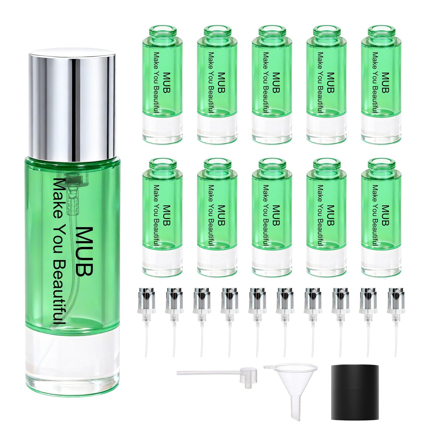 MUB 10pcs Perfume Travel Refillable Atomizer Bottle 5ml Glass Overmolding Leak-Proof Spray Bottle Atomizer Sprayer for Perfume Cologne Mini Travel Size Empty Portable Dispenser with Refill Tool Kit