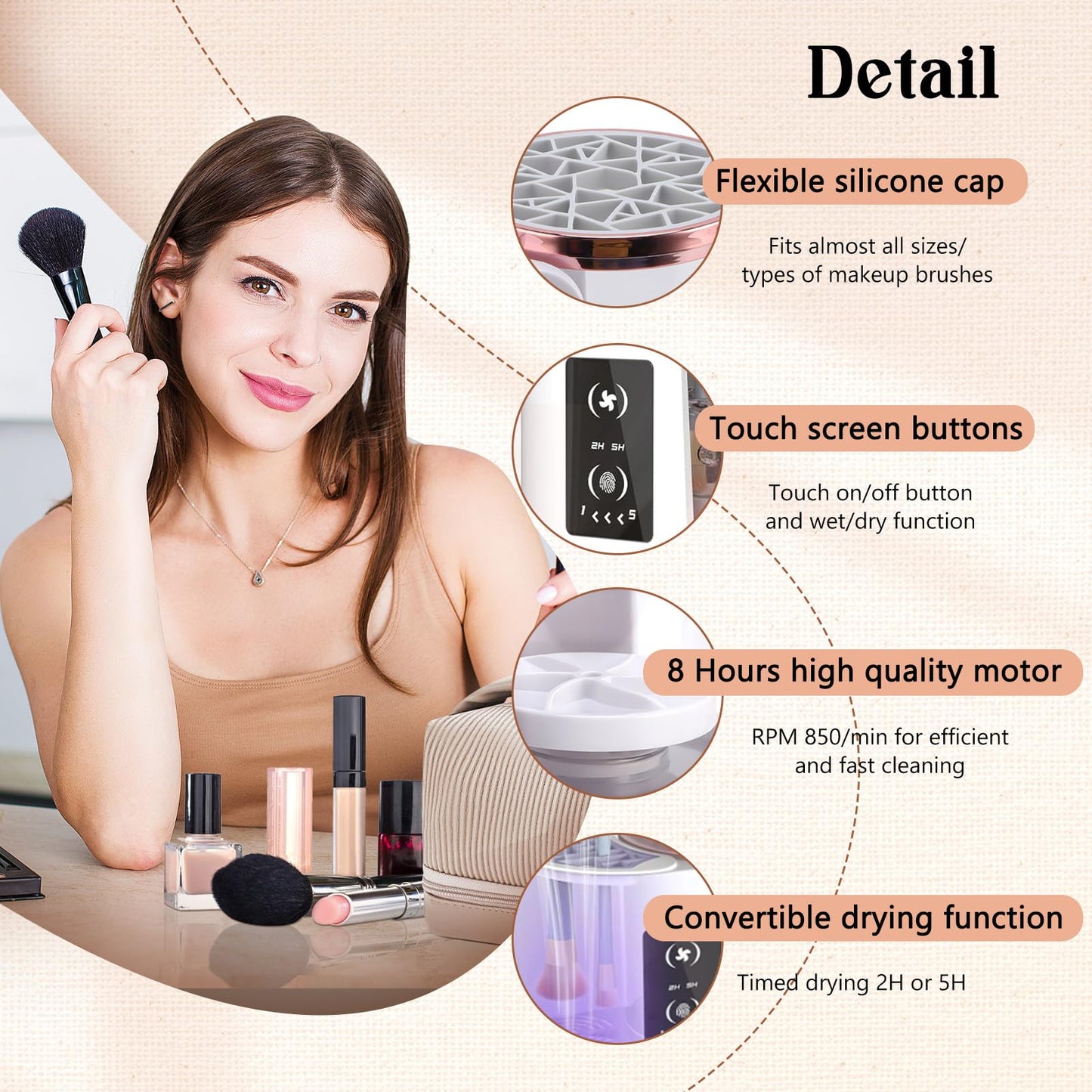 Electric Makeup Brush Cleaner Machine with Dryer and Holder, Automatic Makeup Brush Cleaning Machine, 3 IN 1 USB Cosmetic Beauty Makeup Brushes Tool Washer for All Size Makeup Brushes