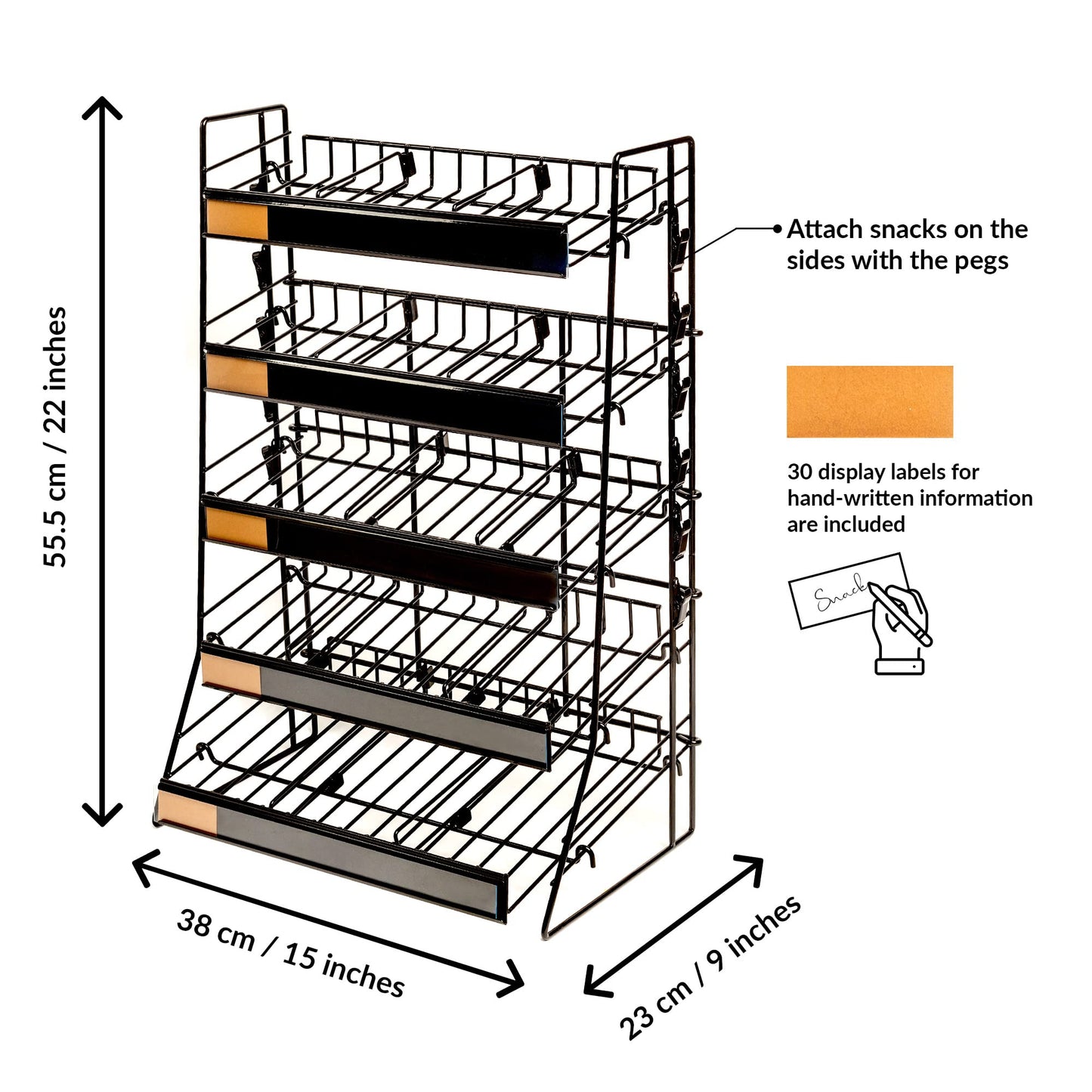 ODOXIA Candy Display Rack | Countertop Snack Organizer for Stores & Office | Chip Rack & Snack Stand for Counter Displays | Merchandising Shelf for Candy, Chips & Snacks
