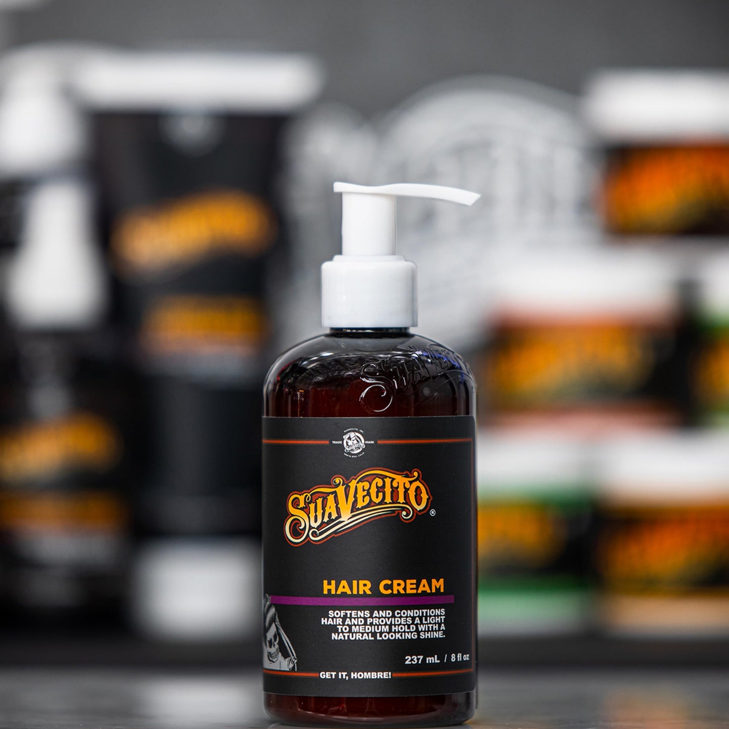 Suavecito Hair Cream Pump Bottle Medium Shine All Day Light Hold (8 oz)