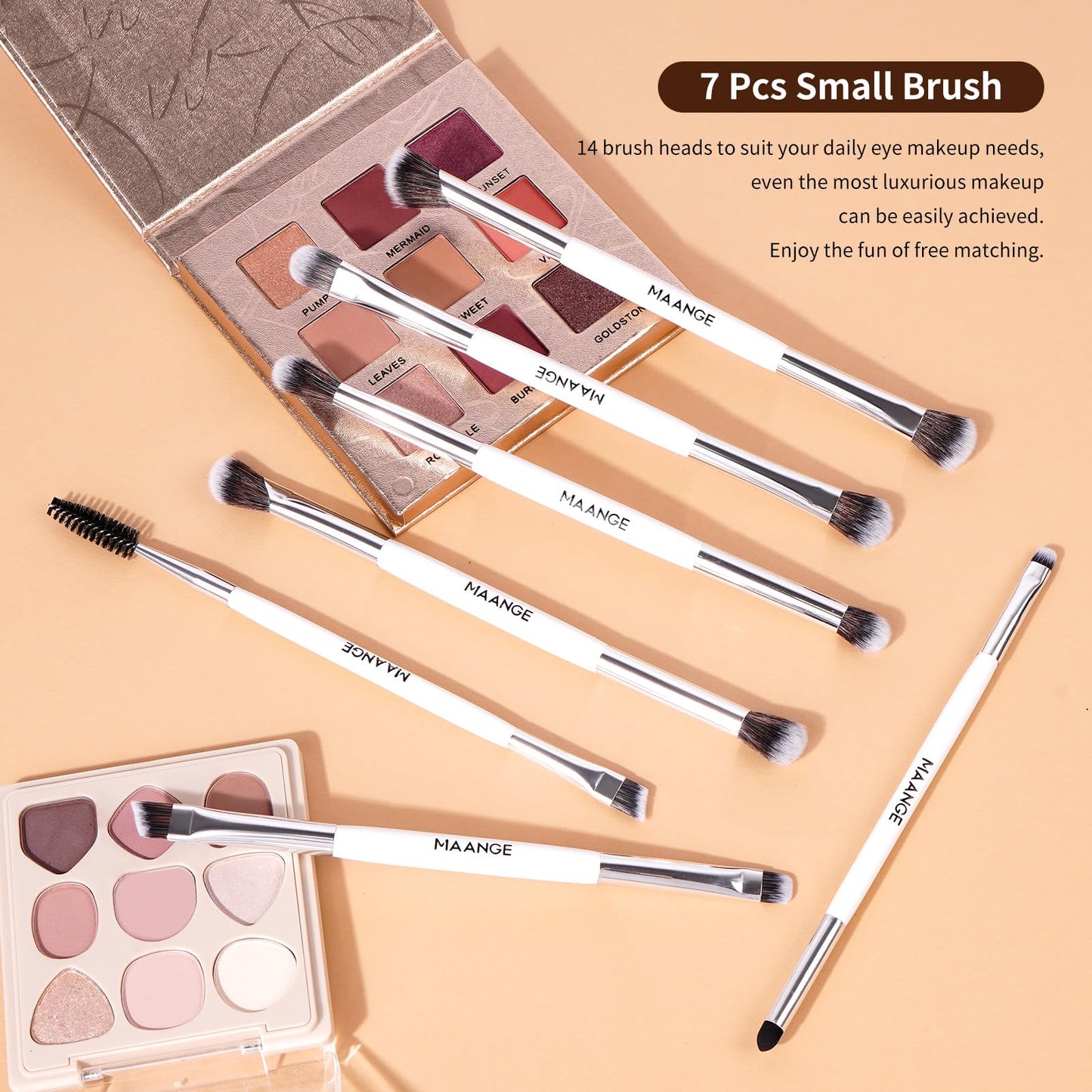 MAANGE Makeup Brush Set 23-In-12 Pcs Essential Foundation Makeup Brushes for Powder Concealers Eye Shadows Blush Make Up Brushes with Travel Makeup Case - Silver