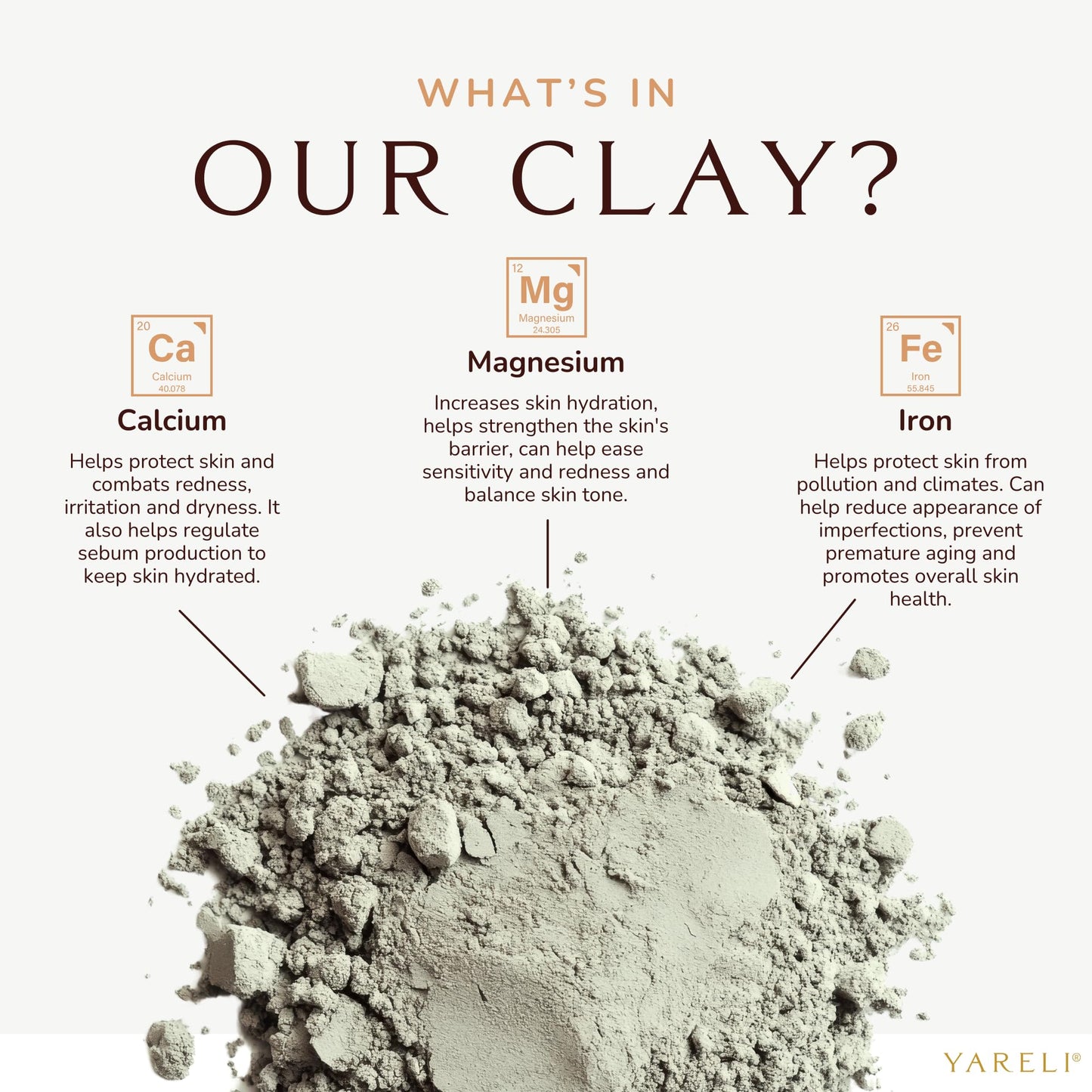 YARELI Calcium Bentonite Clay Powder Facial Mask & Cleansing Bath, 2lb