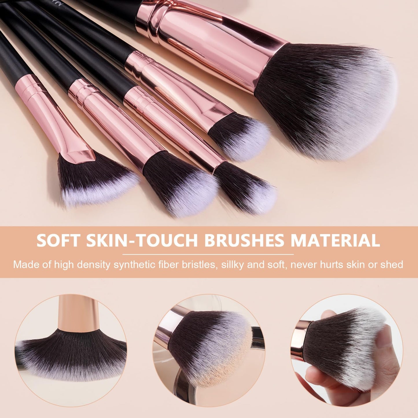 Make up Brushes, 20 Pcs Professional Makeup Brushes Set Foundation Eyeshadow Blush Brush,Travel Kabuki Blending Concealers Face Powder Eye Makeup Brush Sets with Gift box(Black)