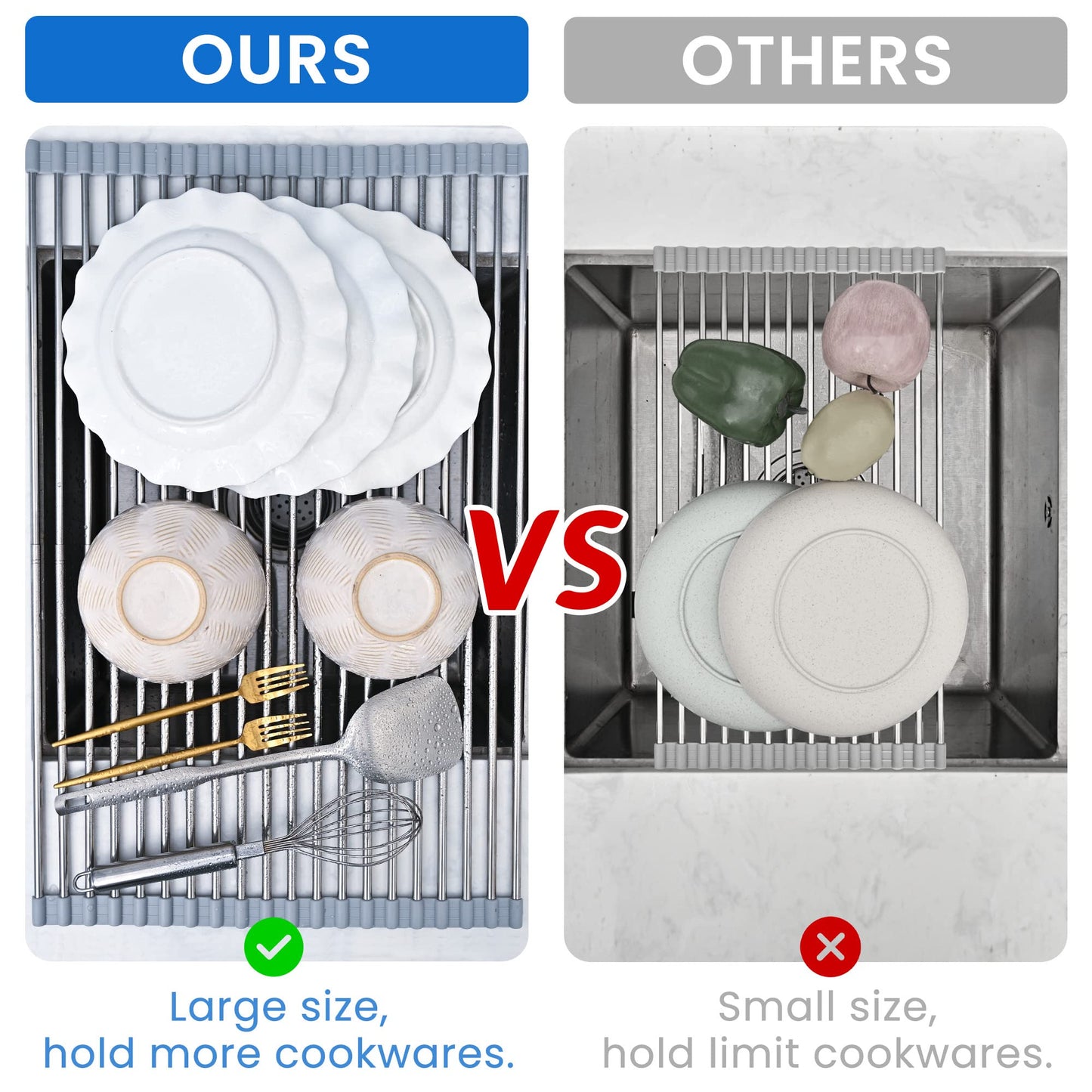 romise 304 Stainless Steel Roll Up Dish Drying Rack