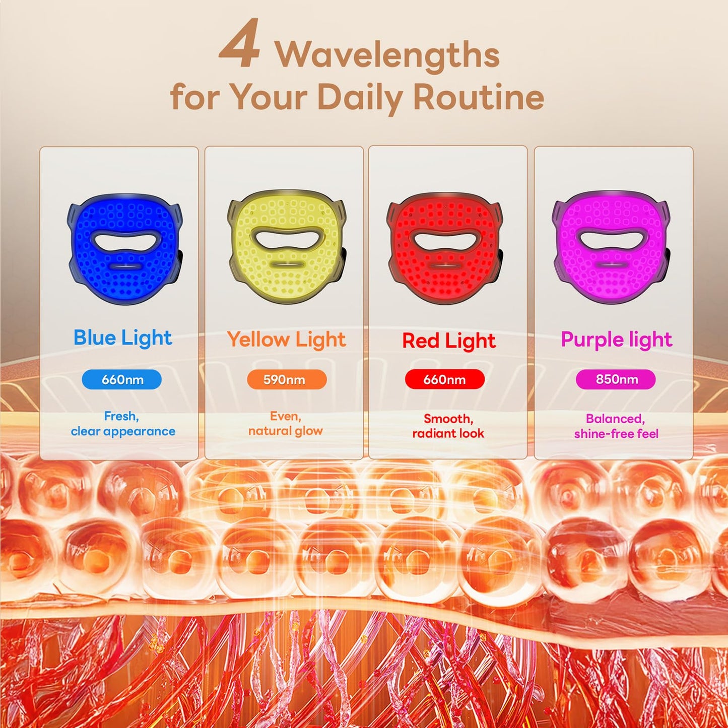 Lumesse 3D red Light Therapy for face, LED Face Mask Black Wireless Silicone Infrared Light Therapy mask, Portable Skincare Gadget for Home Travel Gym, Adjustable Strap, 4 Levels Skincare Device