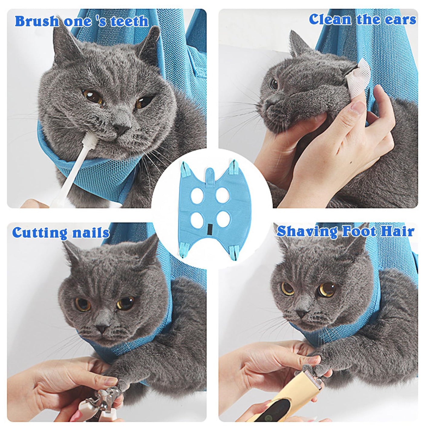 PWMENLK 10-in-1 Pet Grooming Hammock Kit with Nail Clippers, Grooming Scissors, Comb, Gloves & Adjustable Harness for Cats & Dogs, for Nail Trimming, Bathing & Pet Grooming Helper