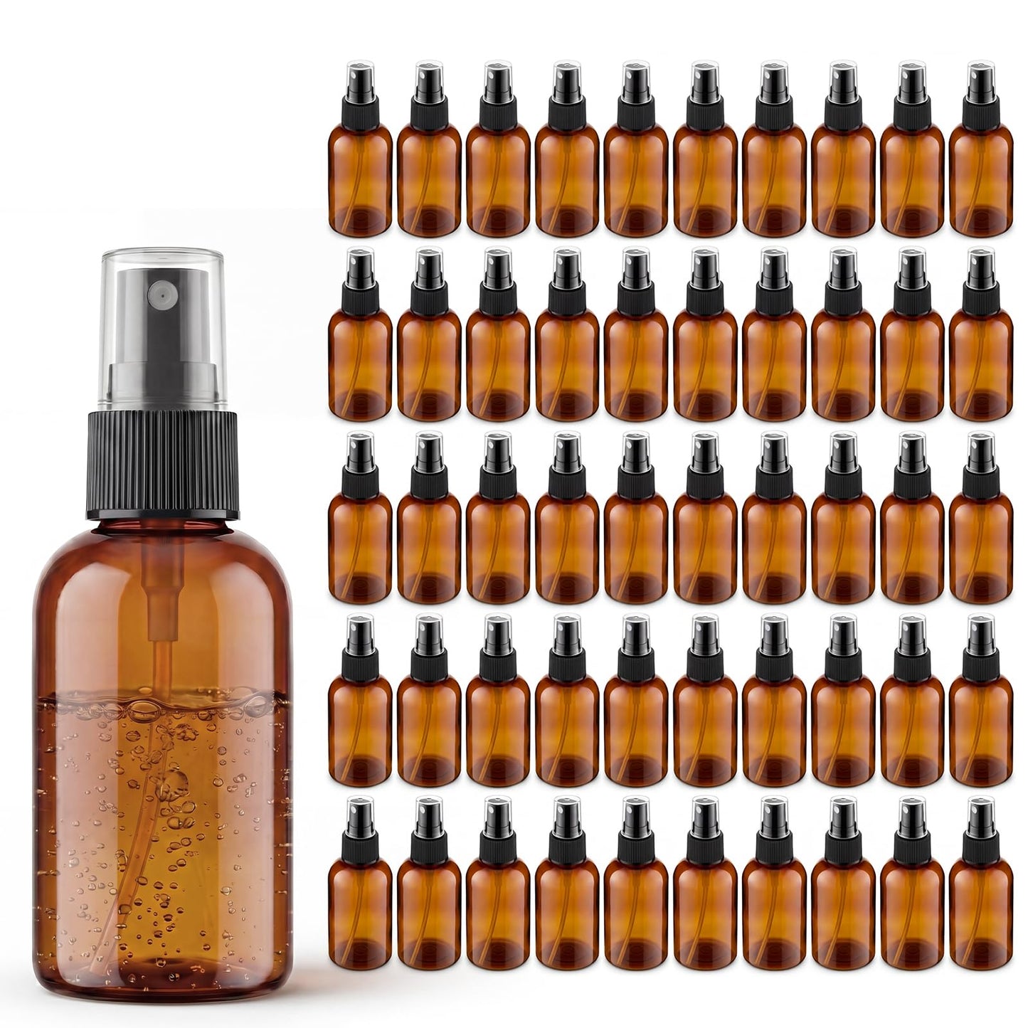 WINTECY 2 oz Amber Small Spray Bottle, Empty Spray Bottles plastic spray bottles Fine Mist Spray for Hair, Travel, Plants, Cleaning Solutions and Skin Care (48)