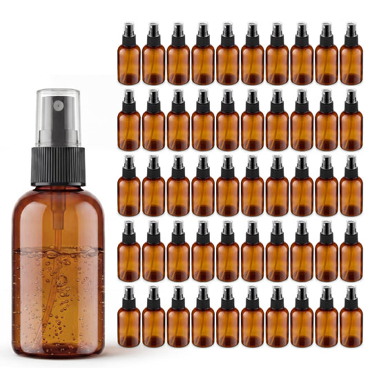 WINTECY 2 oz Amber Small Spray Bottle, Empty Spray Bottles plastic spray bottles Fine Mist Spray for Hair, Travel, Plants, Cleaning Solutions and Skin Care (48)