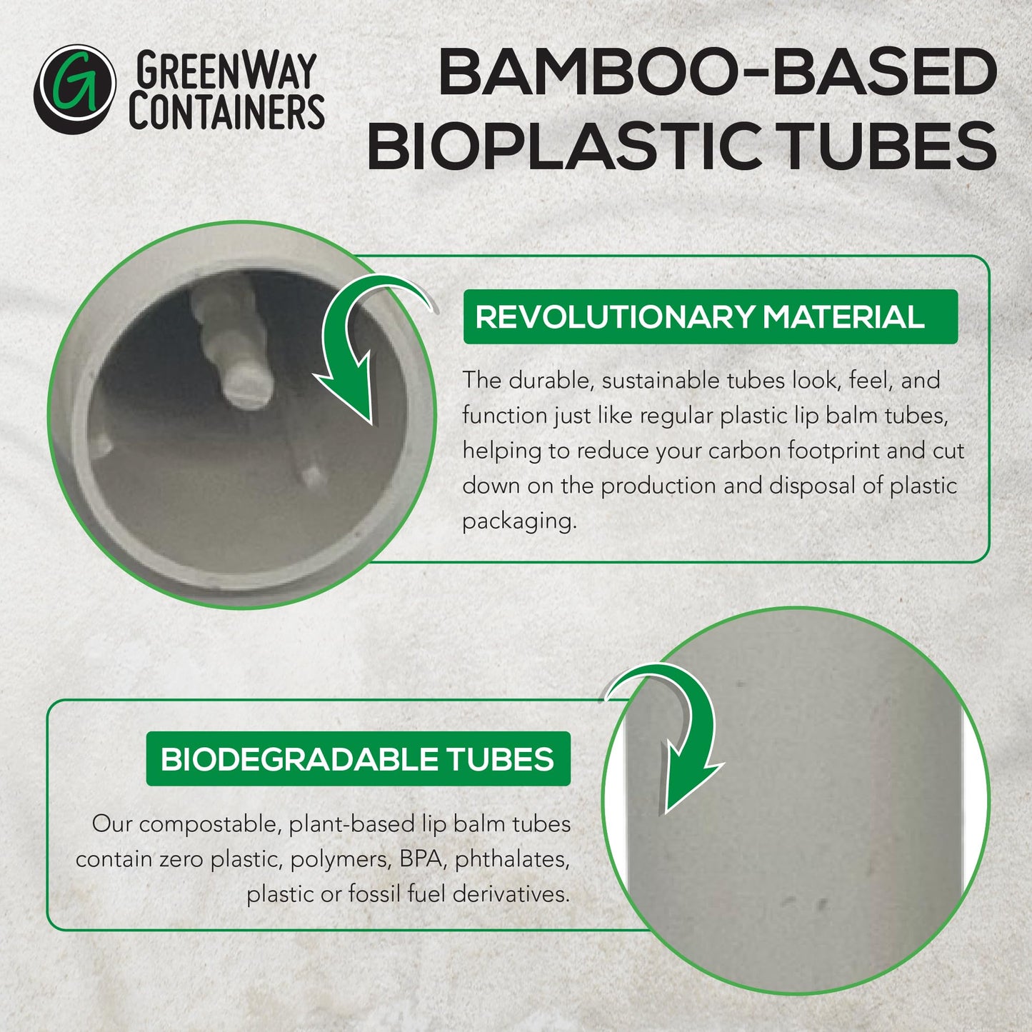 GreenWay 0.15oz / 4.25g Bamboo Lip Balm Tubes with Lids - 25 Pack Twisting Empty Chapstick Tubes - Plastic-free Refillable Lip Gloss Tube - Eco-Friendly DIY Cosmetic Containers – White
