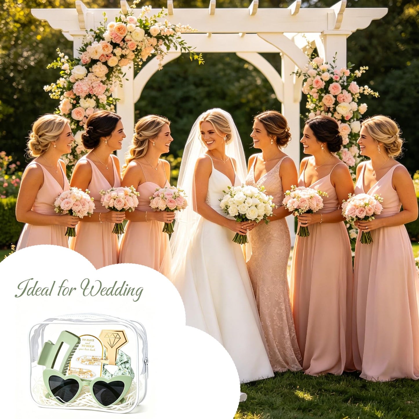 owiter 5 Pcs Bridesmaid Proposal Bag Set Gift Clear Makeup Toiletry Bag Bachelorette Party Favors Sunglasses Hair Claw Clips Scrunchies Knot Bracelets Bridal Wedding Party Gifts (leopard)