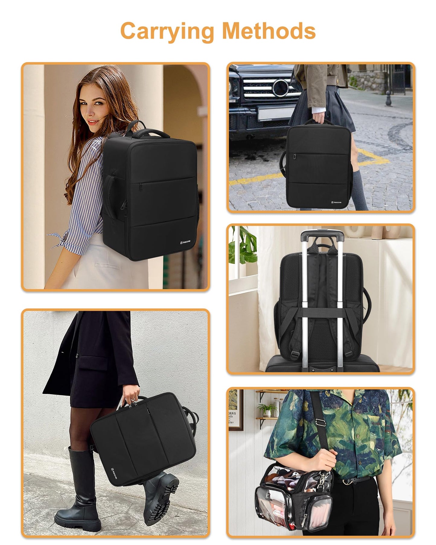 Relavel Makeup Bag Travel Train Case Makeup Backpack with 4 Clear Bags & Makeup Brush Case, Professional Makeup Artist Kit Set Bags, Cosmetics Storage Organizer Box with Adjustable Dividers, Black