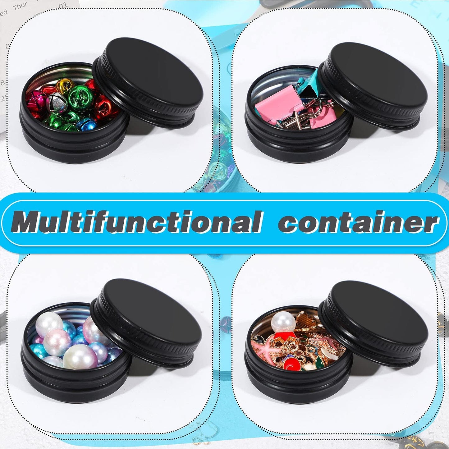 Patelai 36 Pack 0.5oz Round Lip Balm Tin Cans with Screw Lid Aluminum Lip Balm Small Tin Containers Screw Slide Top Metal Empty 15ml Refillable Cosmetic Sample Containers Storage Travel Jars for DIY