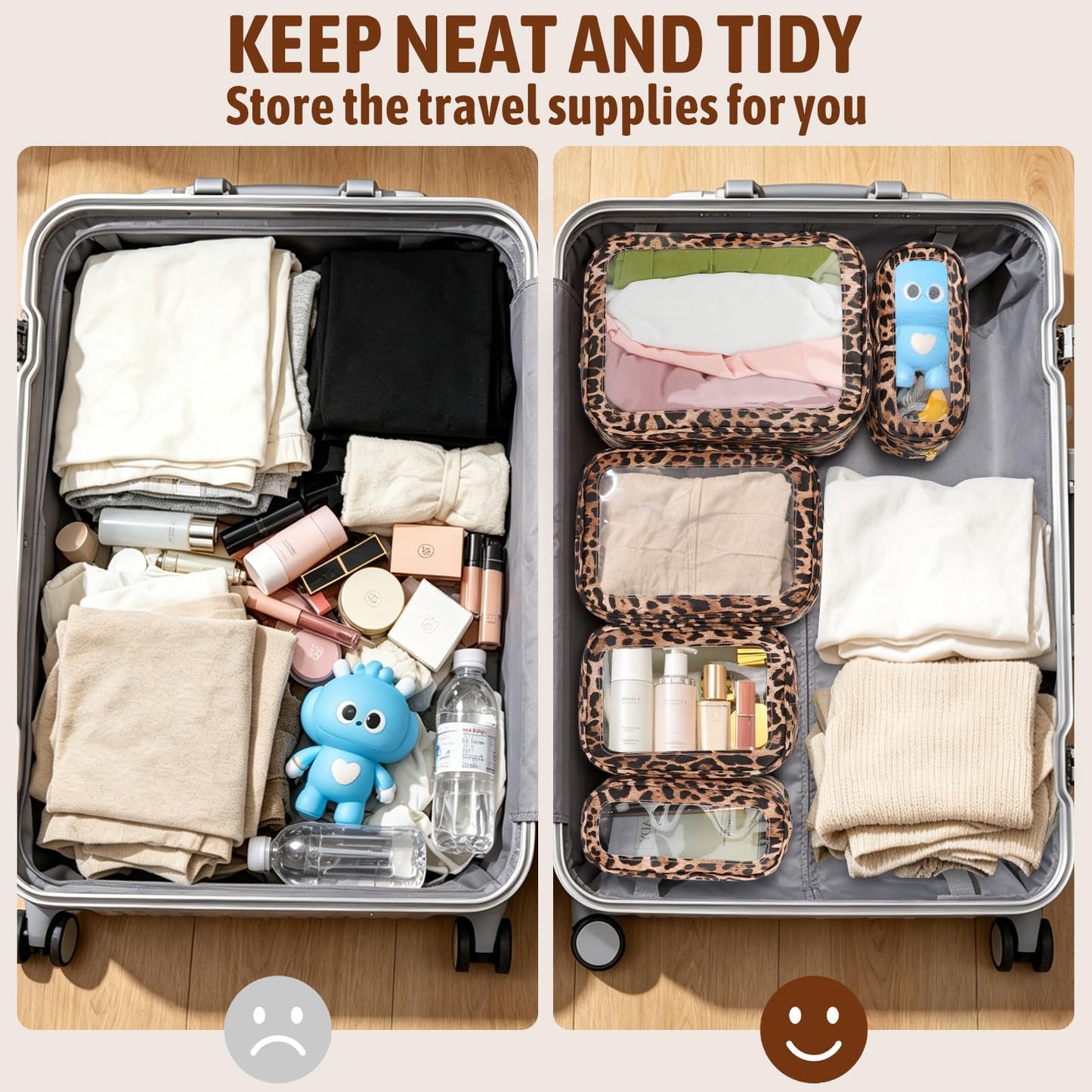 YOPCDJ 5PCS Diaper Bag Organizer Pouch, Clear TPU Waterproof Organizer Zipper Bags, Cosmetic Bag Set, TSA Approved Toiletry Bags, Travel Organizer Bag for Kids and Women