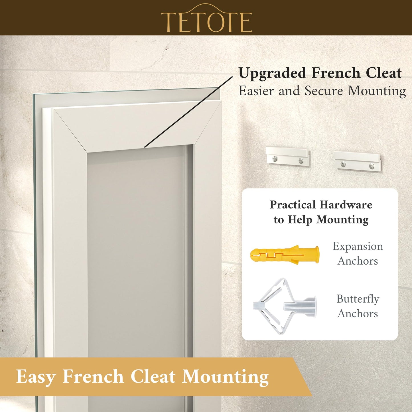 TETOTE 30 x 30 Inch LED Bathroom Mirror with Frontlit and Backlit, Brighter Light up Bathroom Vanity Mirror with Lights, 3-Color Dimmable Illuminated Anti Fog Mirror Wall Mounted, Waterproof