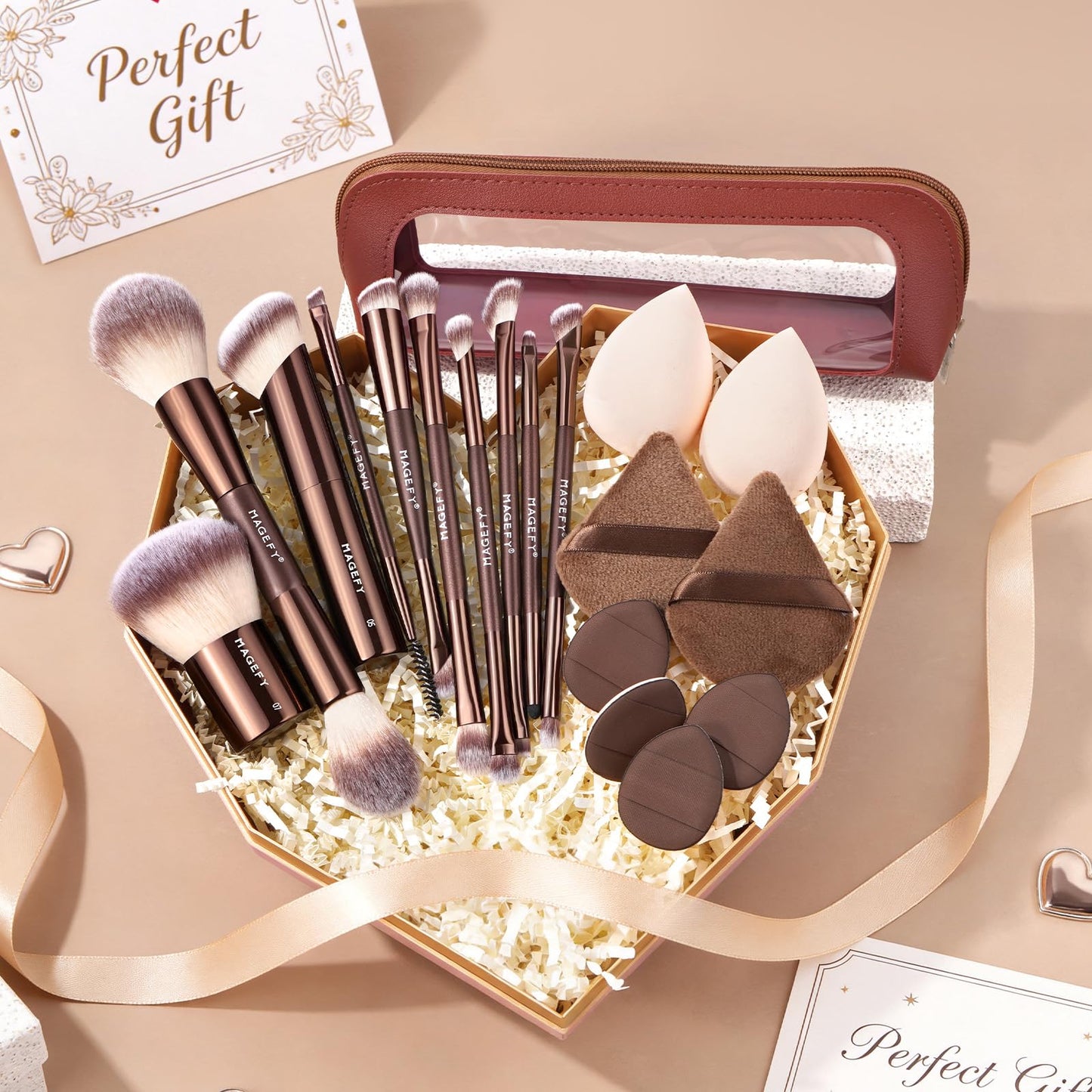 Makeup Brushes MAGEFY Travel Makeup Brush Set Professional Make Up Brushes for Powder Concealers Eye Shadows Eyebrow Countour Blush Brush Tools