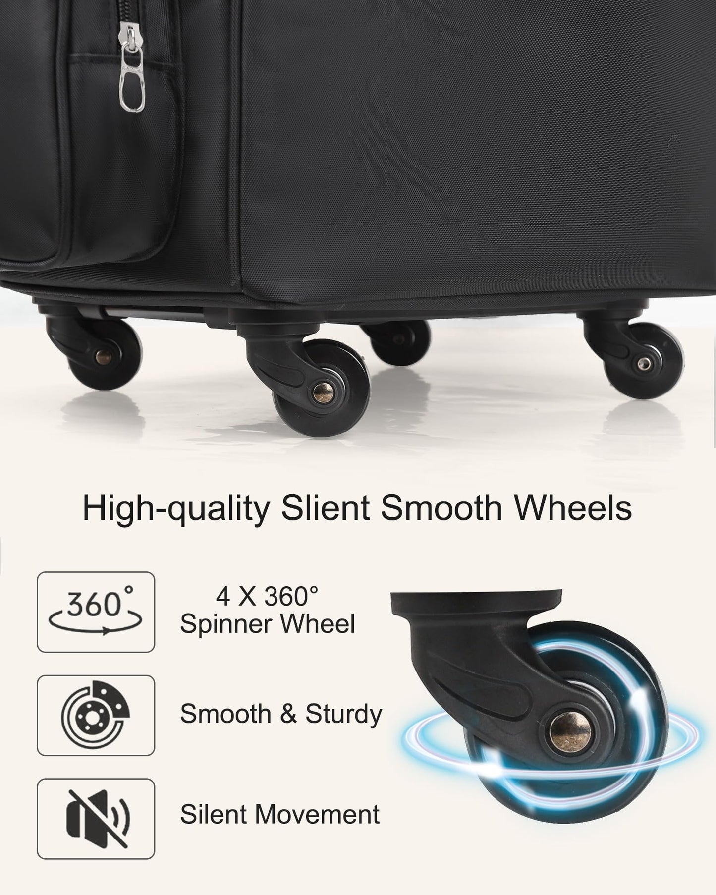 Relavel Rolling Makeup Train Case with 4 Pcs Clear Makeup Bags, Hairstylist Traveling Bag with 4 Wheels, Heat Insulation Full Layer, Adjustable Dividers, Hair Tools and Cosmetics Storage Organizer