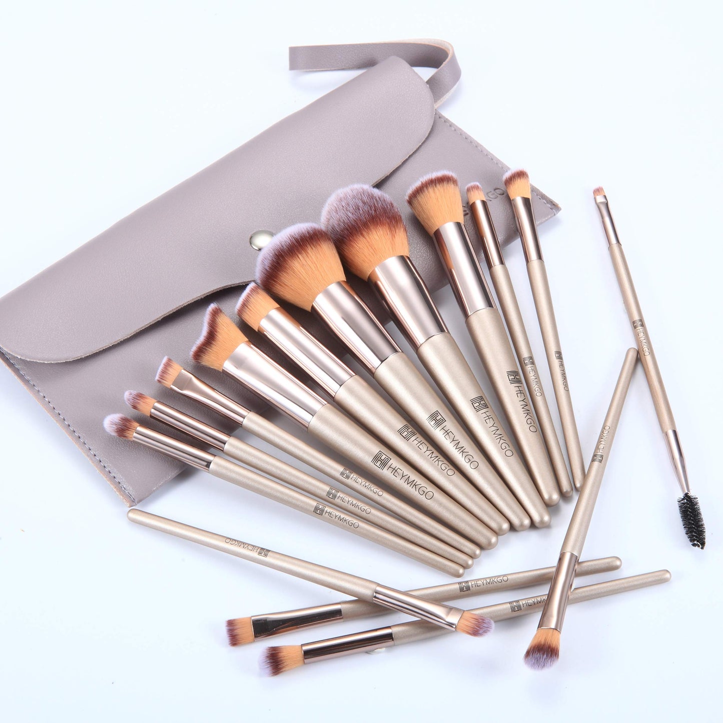 15PCS Champagne Gold Makeup Brushes & 22Pcs Makeup Brushes Set Professional with Fold Case Make up Brushes Gift Set