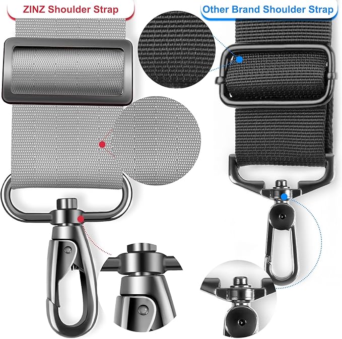 ZINZ 60" Universal Strap with Ultra-Thick Fixed Breathable Pad - Adjustable Heavy-Duty Shoulder Strap for Laptop, Crossbody, Luggage, Gym, Camera Bag and More - L01G01