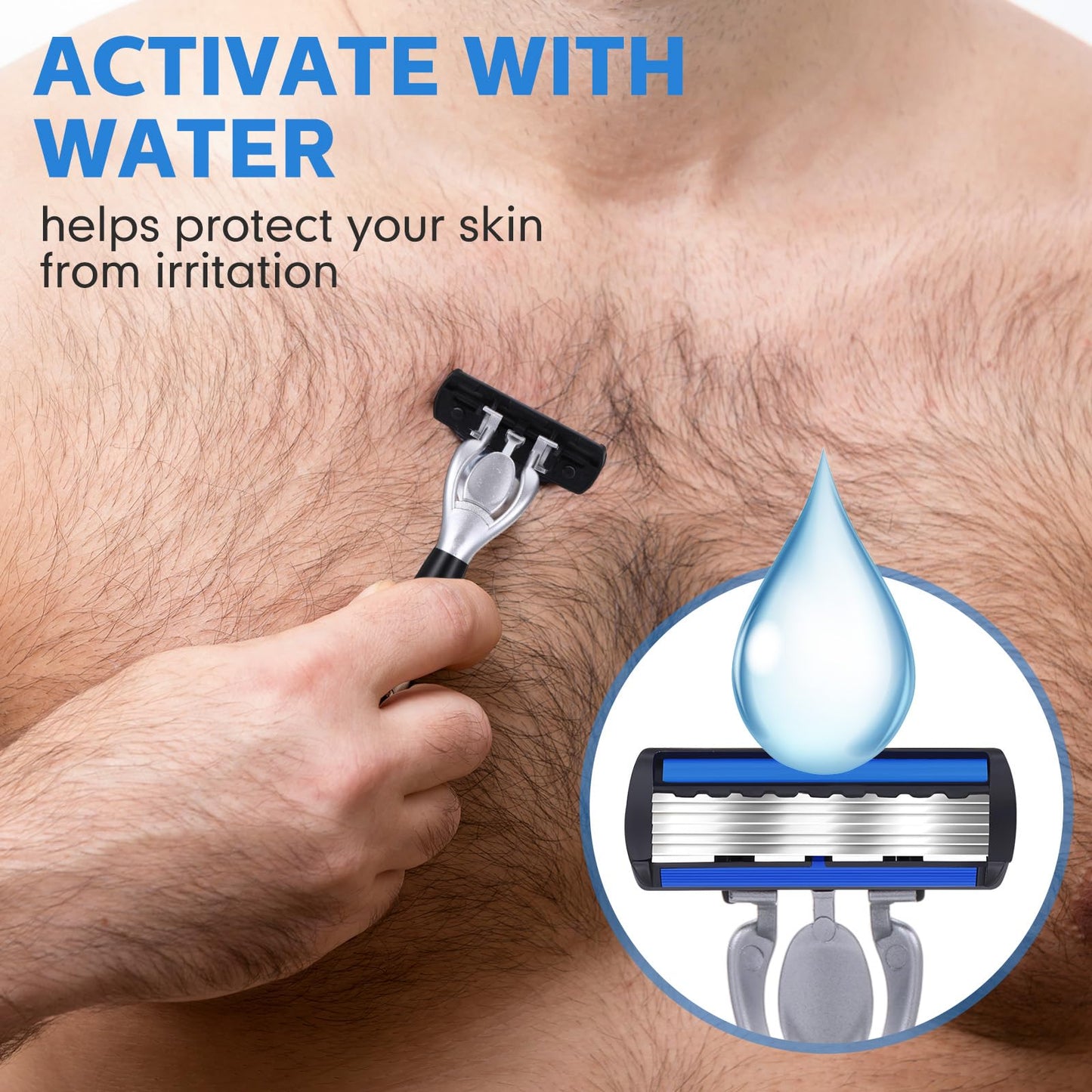 Leriton 74 Pcs Disposable Men's Razors Set 6-blade Shaving for Men Sensitive Skin Refillable Razor Kit for a Comfortable Shave, 2 Handles and 72 Cartridges