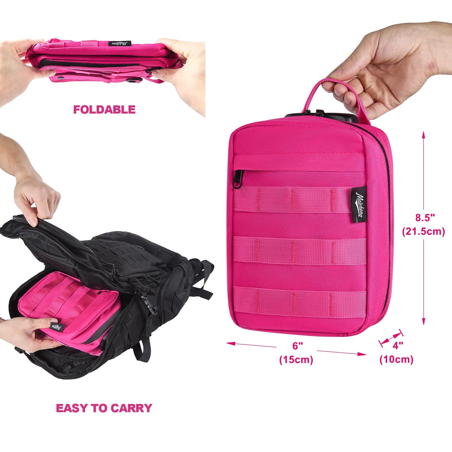 MAICHENG Storage Bag with Combination Lock, Small Travel Medicine Lock Box, Carbon Lined Tactical EDC Molle Bag Pouch, Money Cosmetic Organizer, Gifts for Women