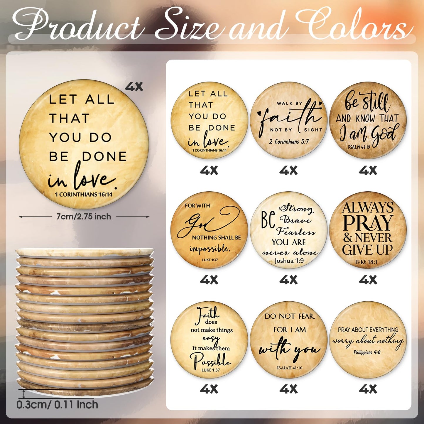 GlikCeil 36 Pcs Mini Christian Compact Mirrors for Women Church Gifts Retro Inspirational Bible Verse Pocket Makeup Mirrors Religious Gift for First Communion Church Baptism Party Favors
