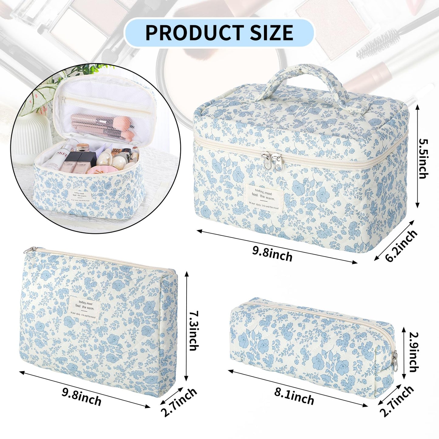 Senbowe Makeup Brush Cleaner and Large Cotton Floral Makeup Bag